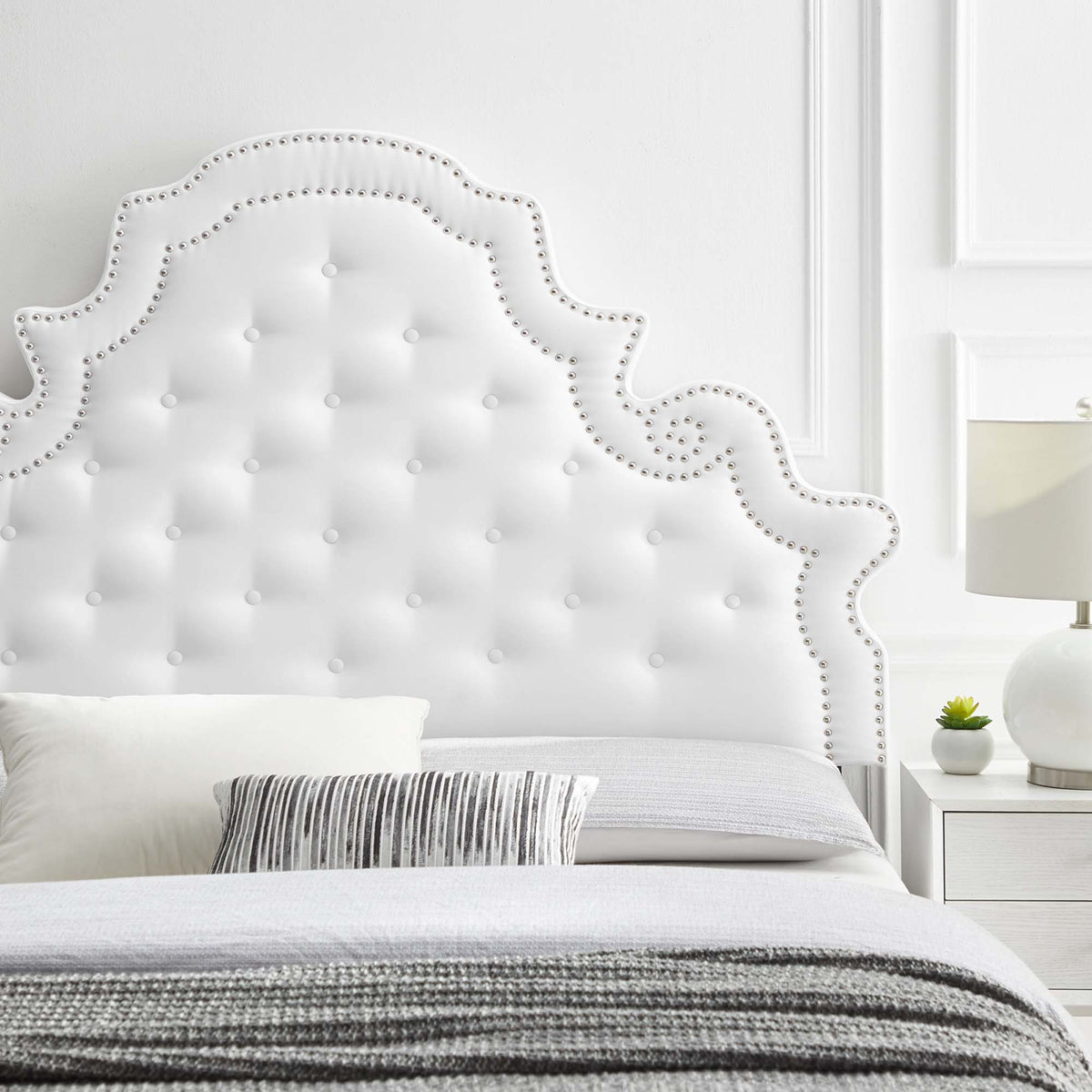 Diana Tufted Performance Velvet Full/Queen Headboard - White