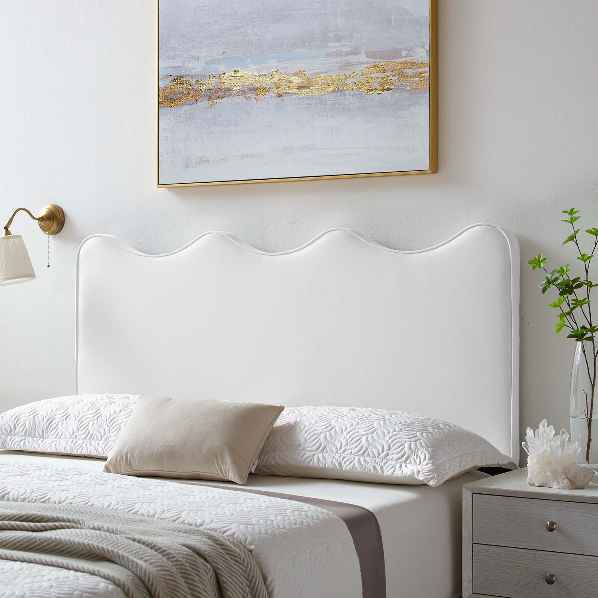 Athena Performance Velvet Twin Headboard - White