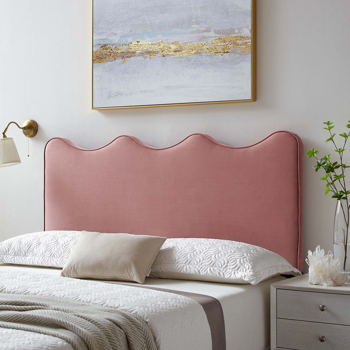 Athena Performance Velvet Full/Queen Headboard - Dusty Rose
