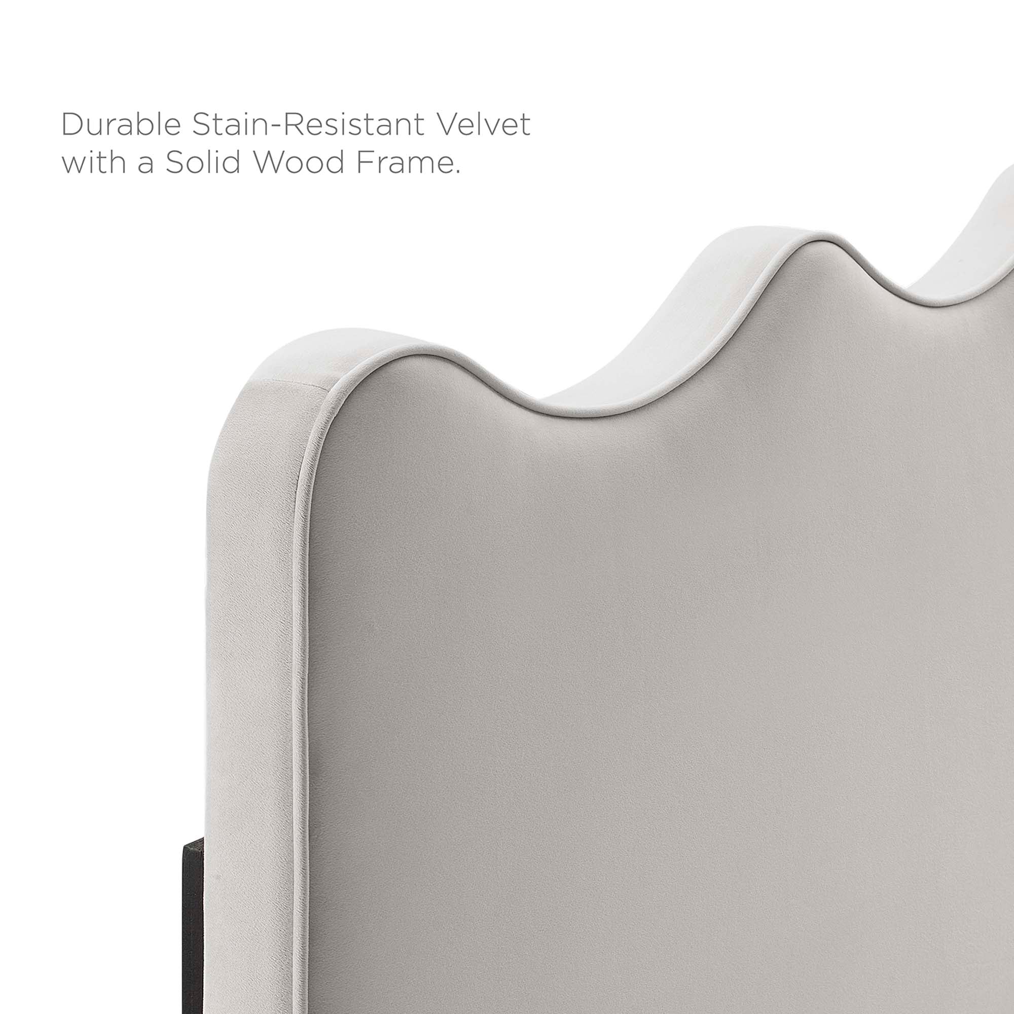 Athena Performance Velvet Full/Queen Headboard - Light Gray