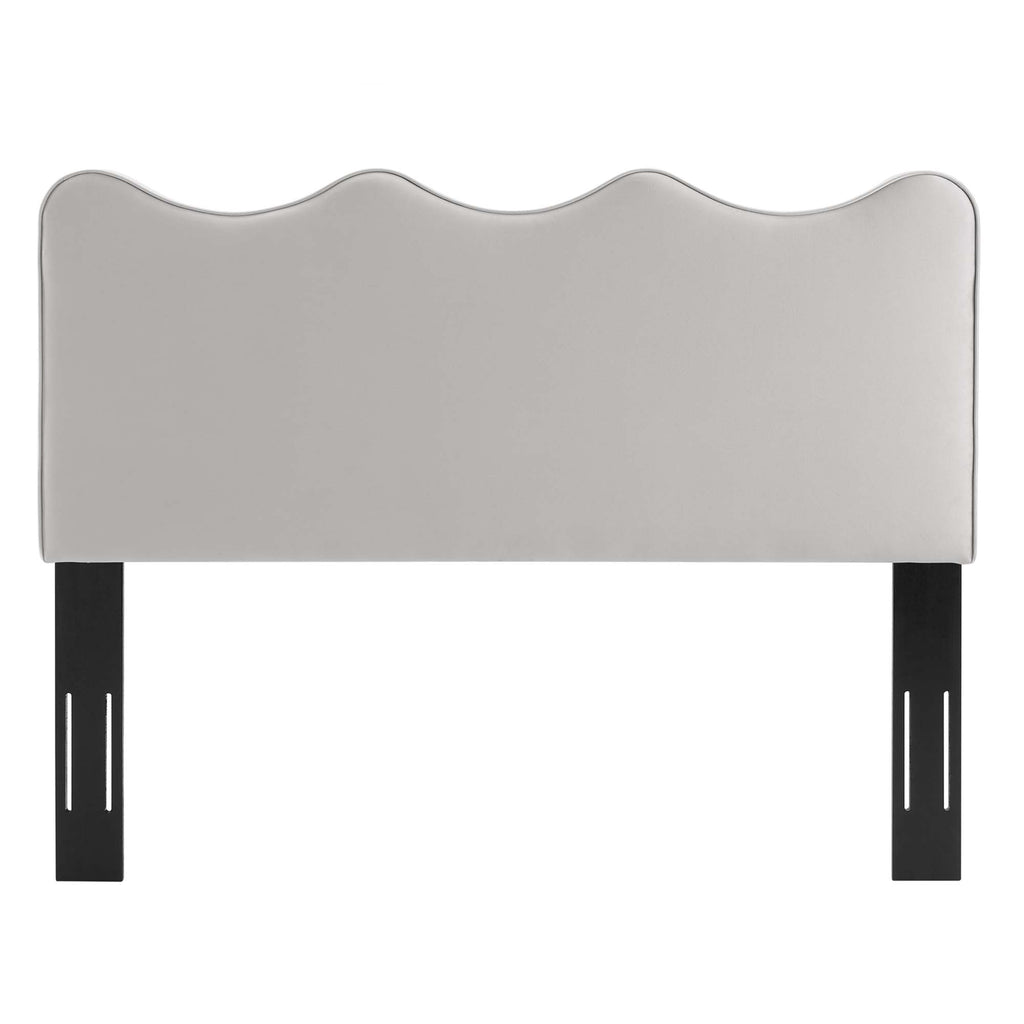 Athena Performance Velvet Full/Queen Headboard - Light Gray