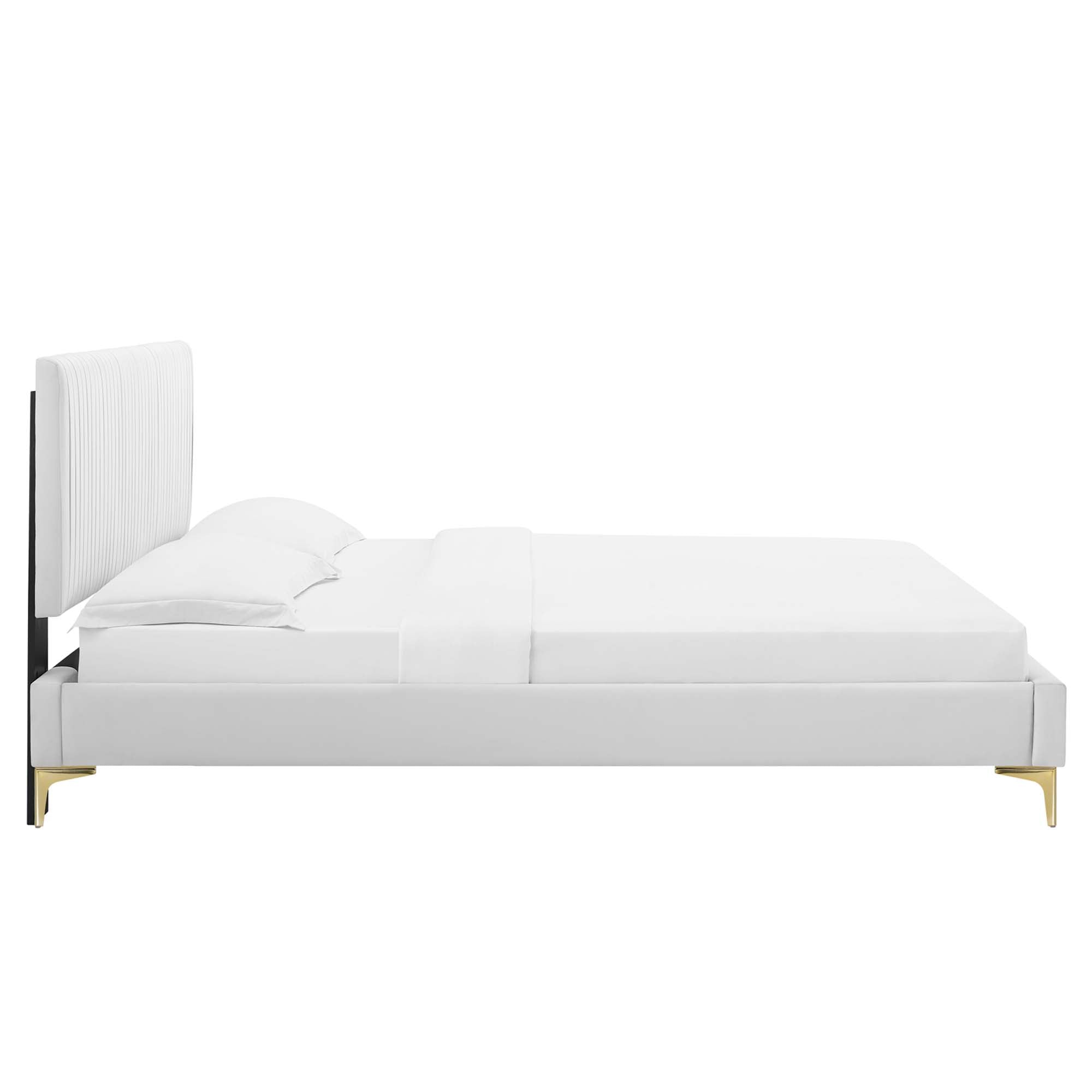 Peyton Performance Velvet Queen Platform Bed - White (MOD-6595-WHI)