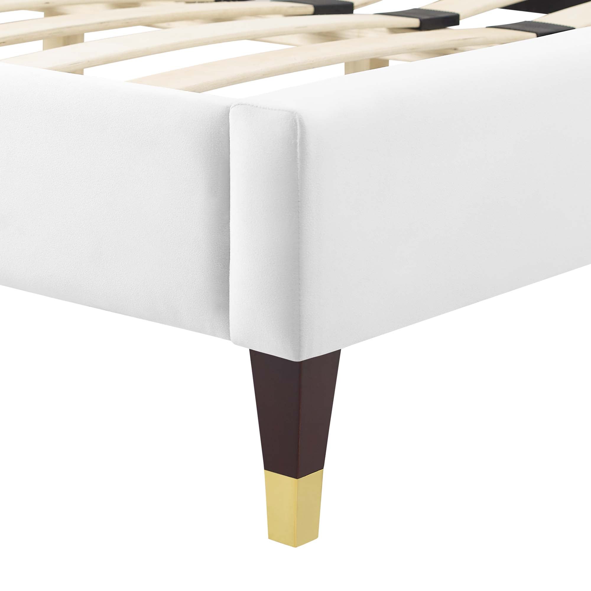 Peyton Performance Velvet Queen Platform Bed - White (MOD-6596-WHI)