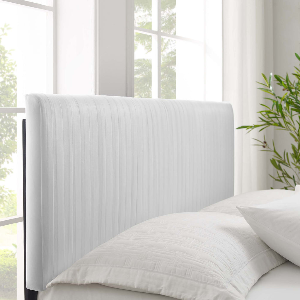 Peyton Performance Velvet Queen Platform Bed - White (MOD-6597-WHI)