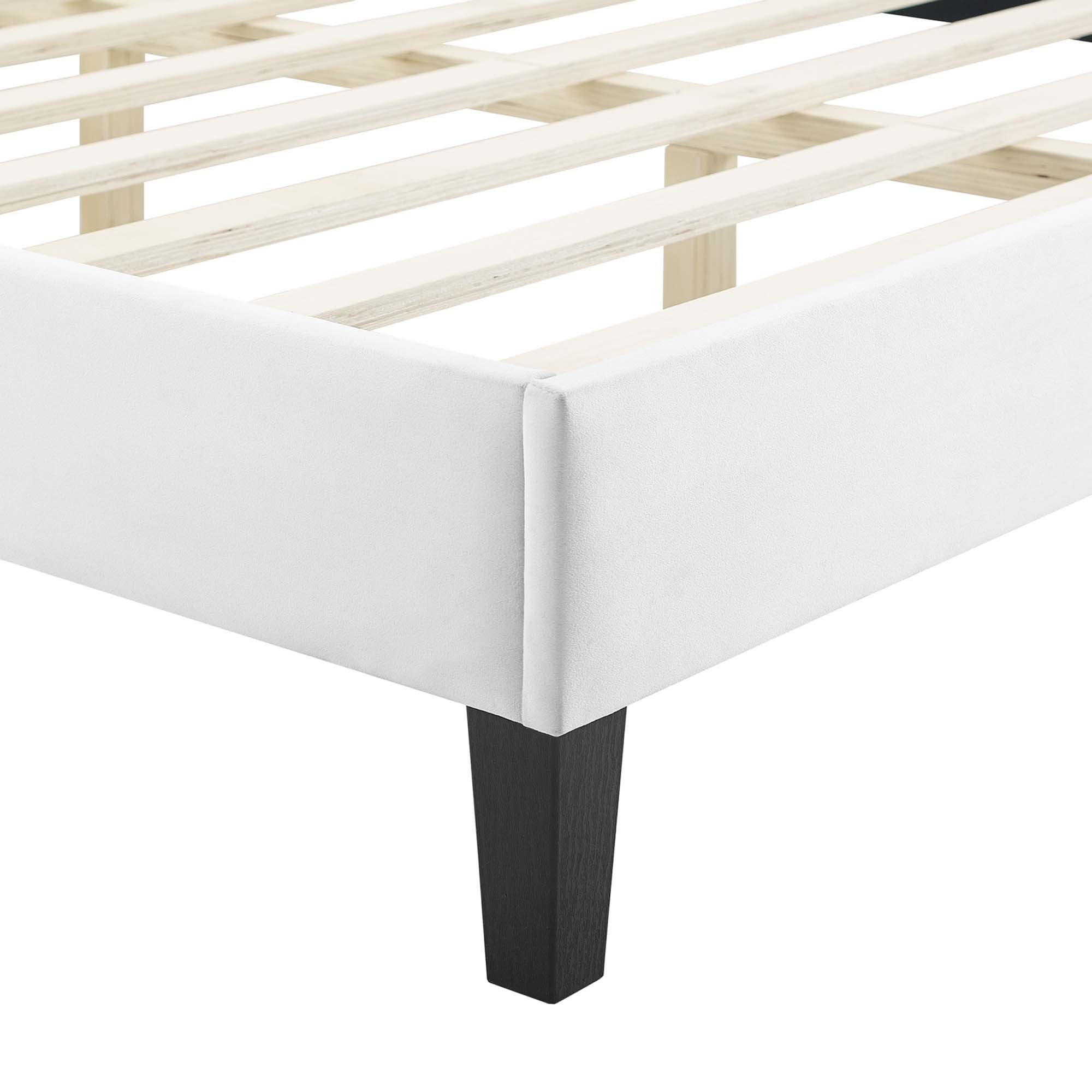 Peyton Performance Velvet Queen Platform Bed - White (MOD-6597-WHI)