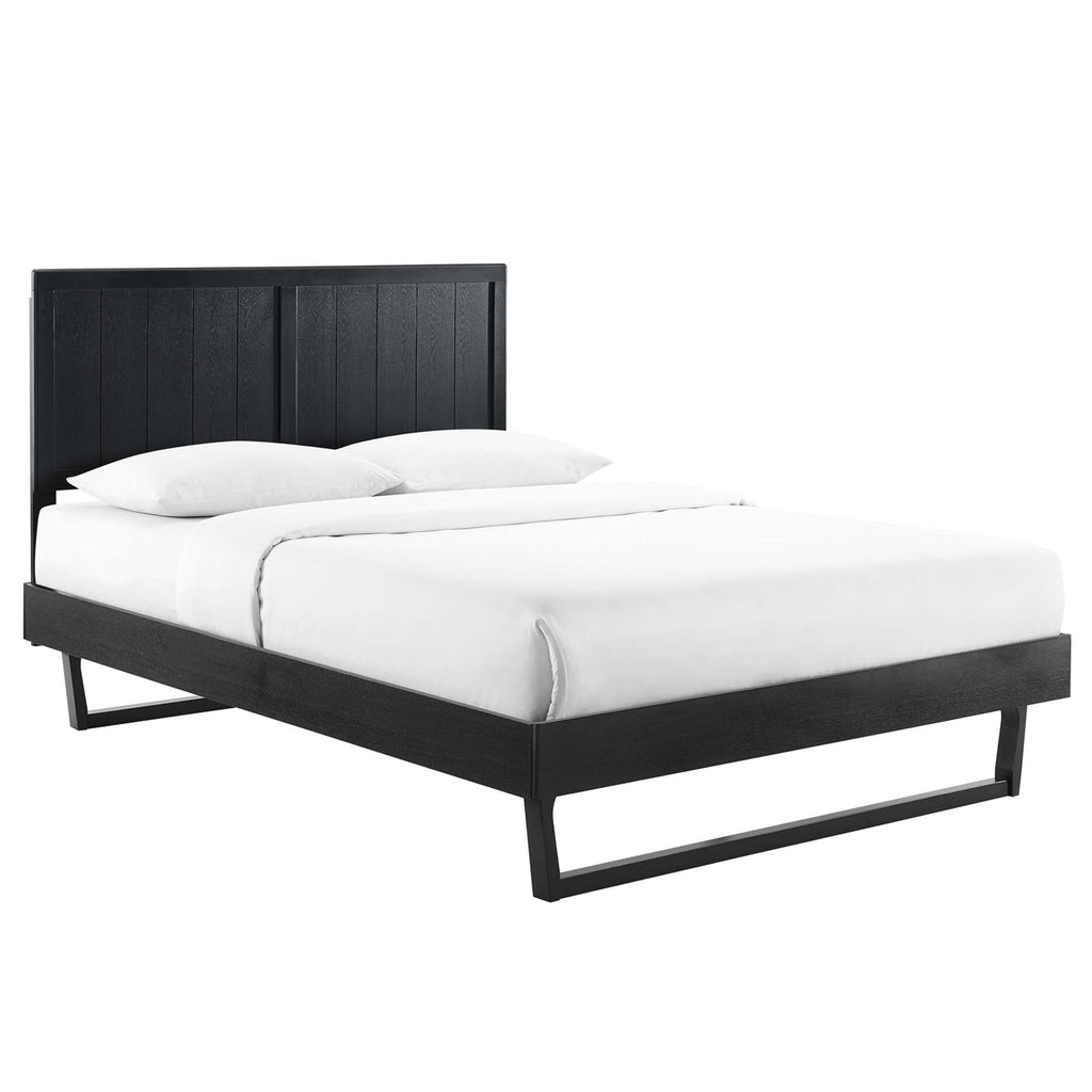 Alana Wood Full Platform Bed With Angular Frame - Black