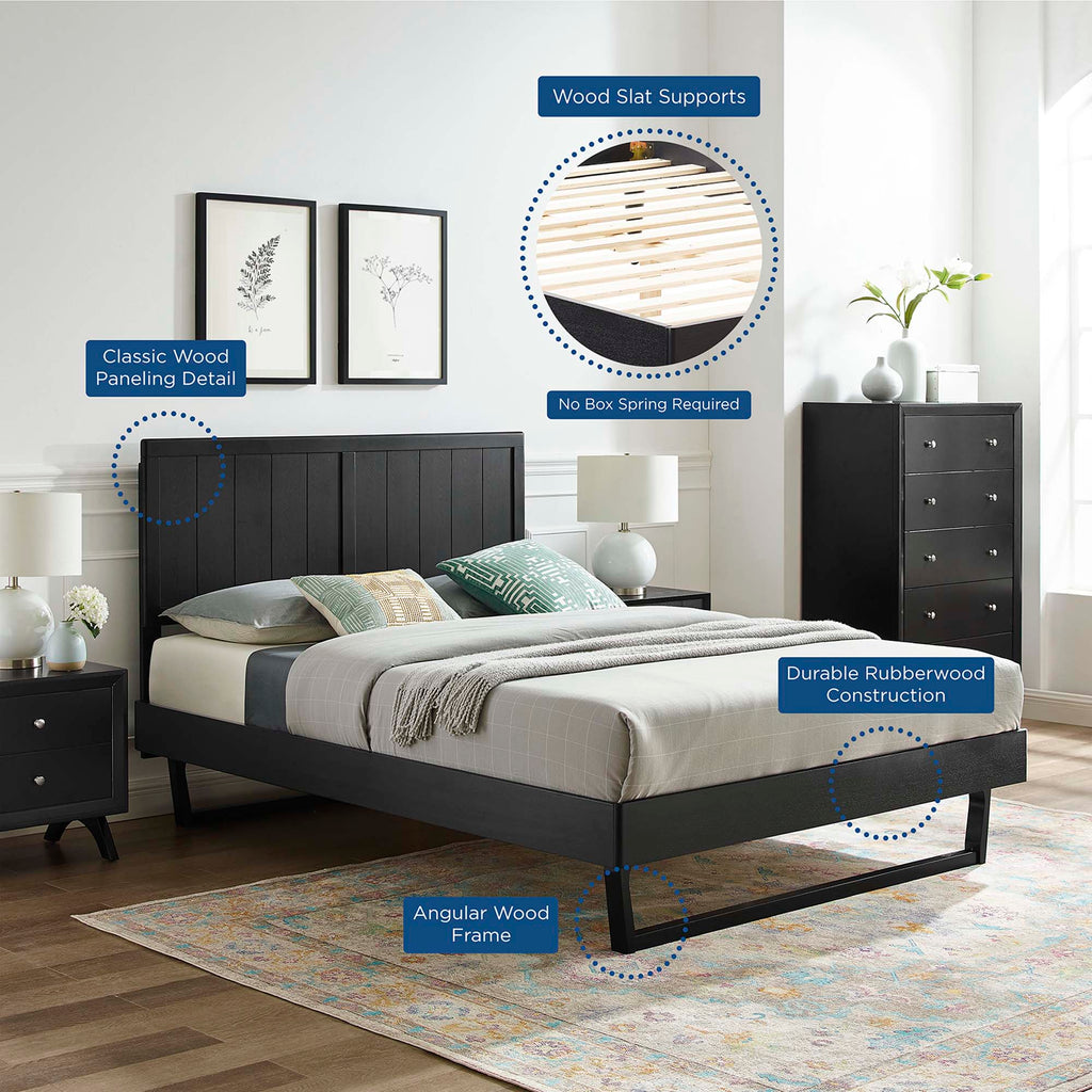 Alana Wood Full Platform Bed With Angular Frame - Black