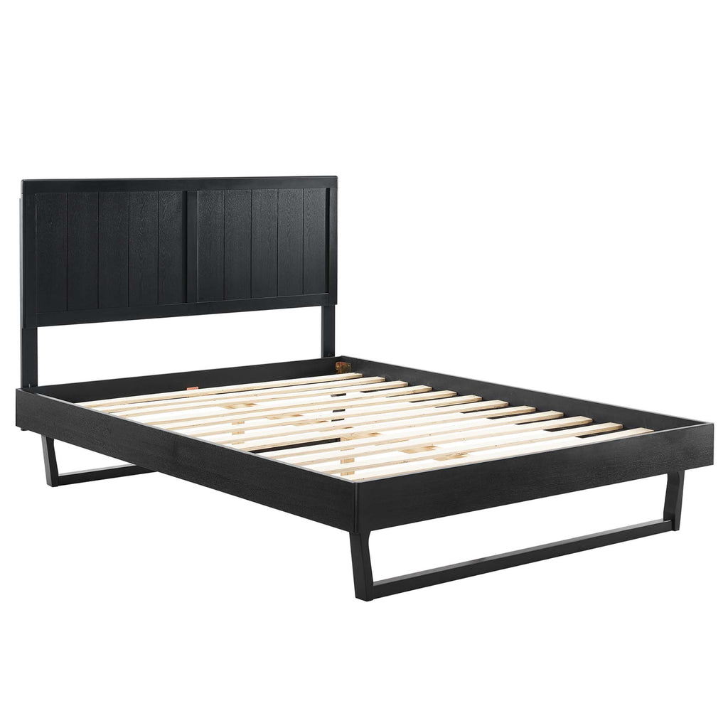 Alana Wood Full Platform Bed With Angular Frame - Black
