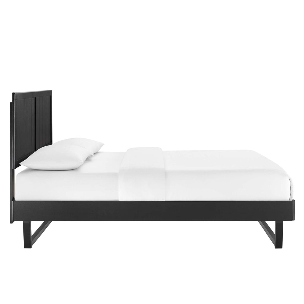 Alana Wood Full Platform Bed With Angular Frame - Black