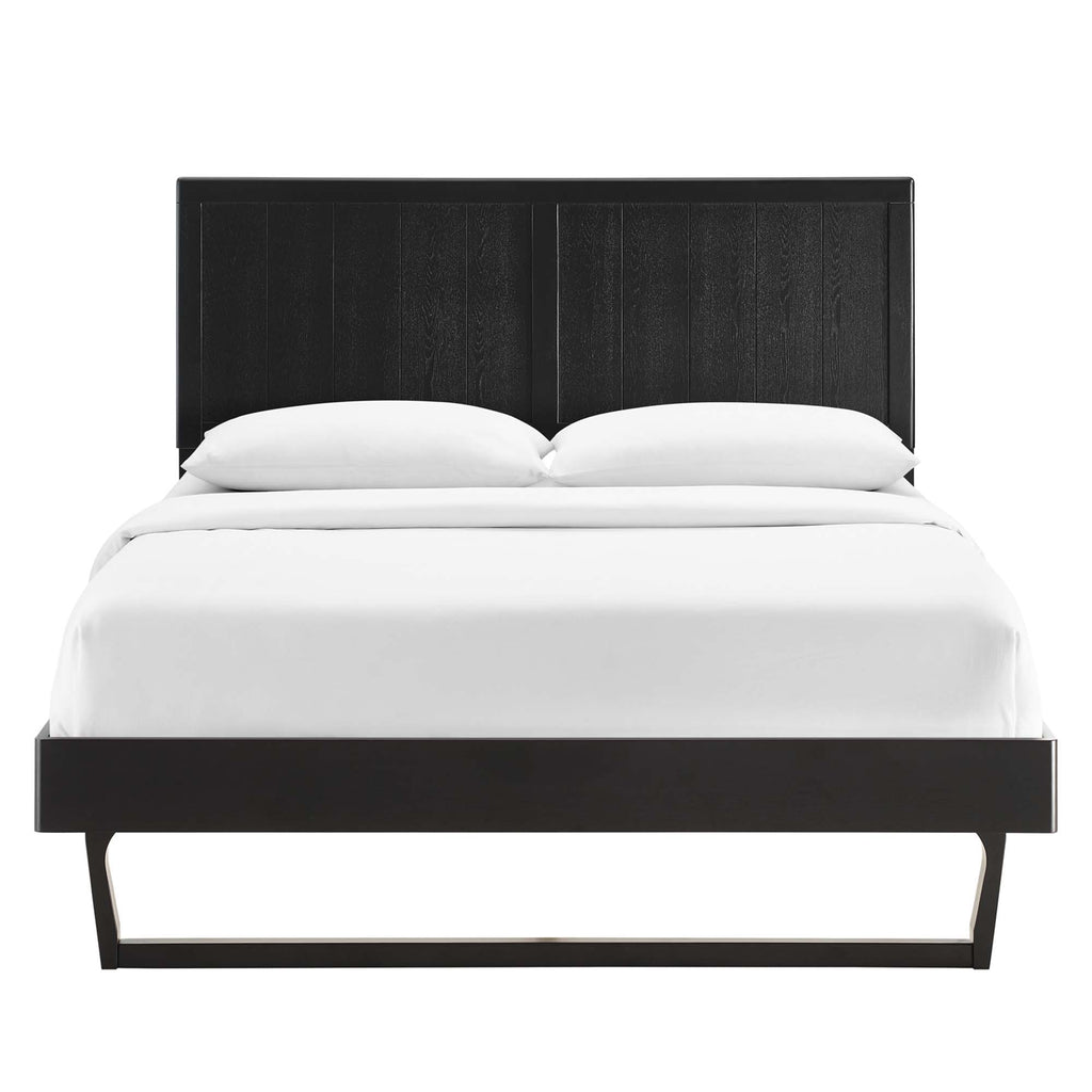 Alana Wood Full Platform Bed With Angular Frame - Black