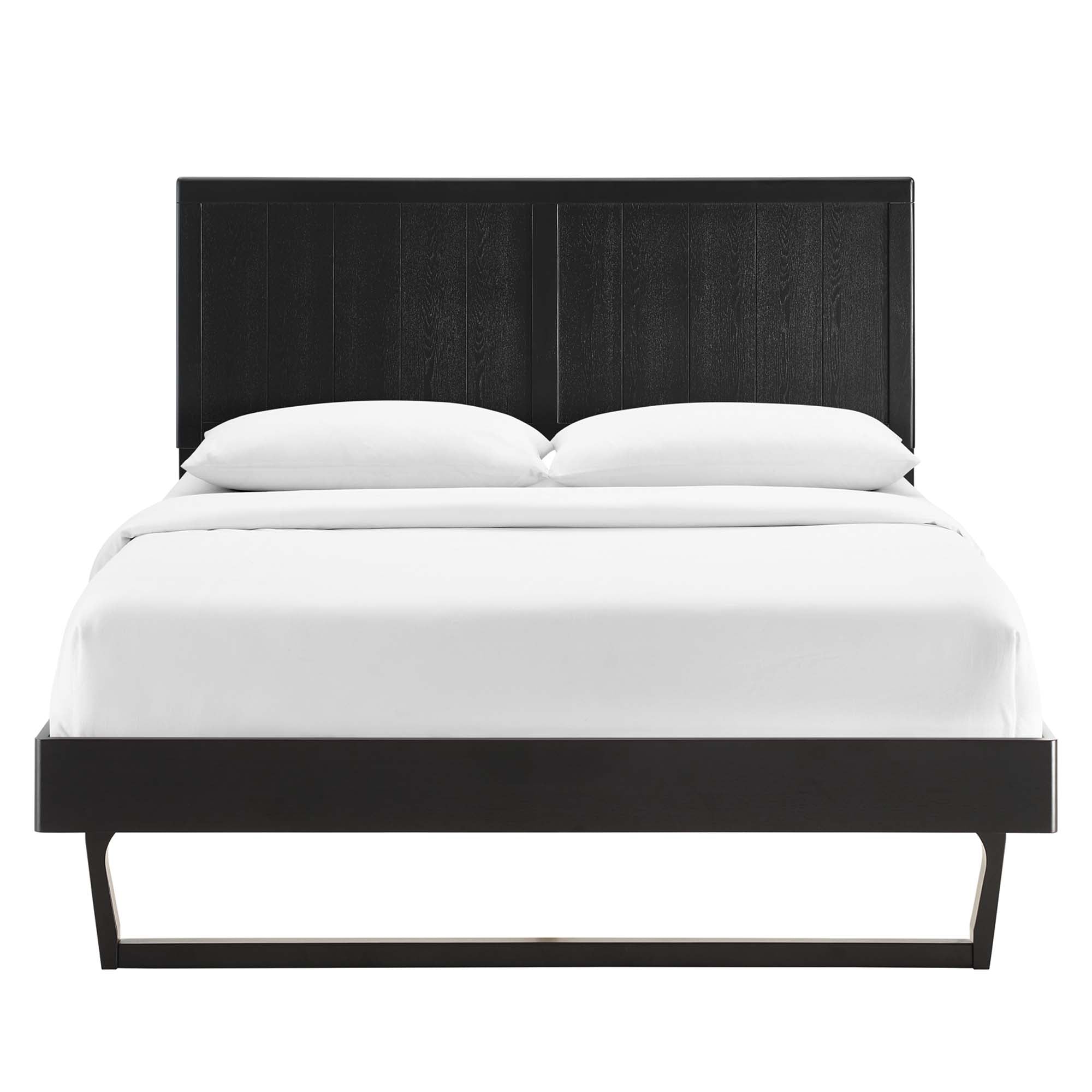 Alana Wood Full Platform Bed With Angular Frame - Black