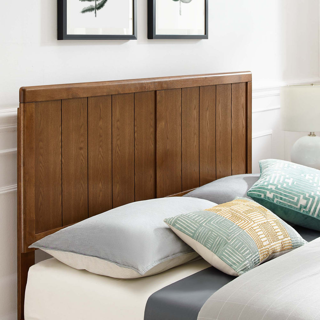 Alana Wood Full Platform Bed With Angular Frame - Walnut