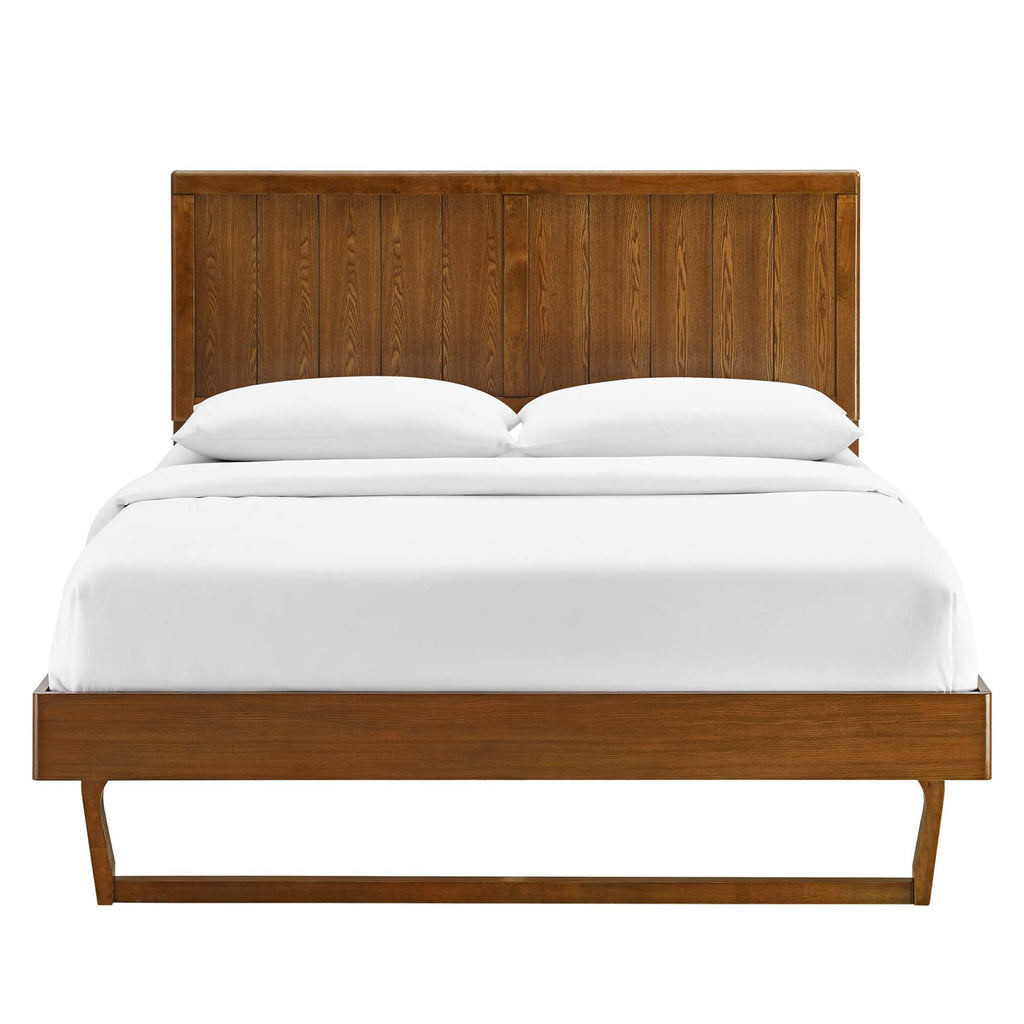 Alana Wood Full Platform Bed With Angular Frame - Walnut