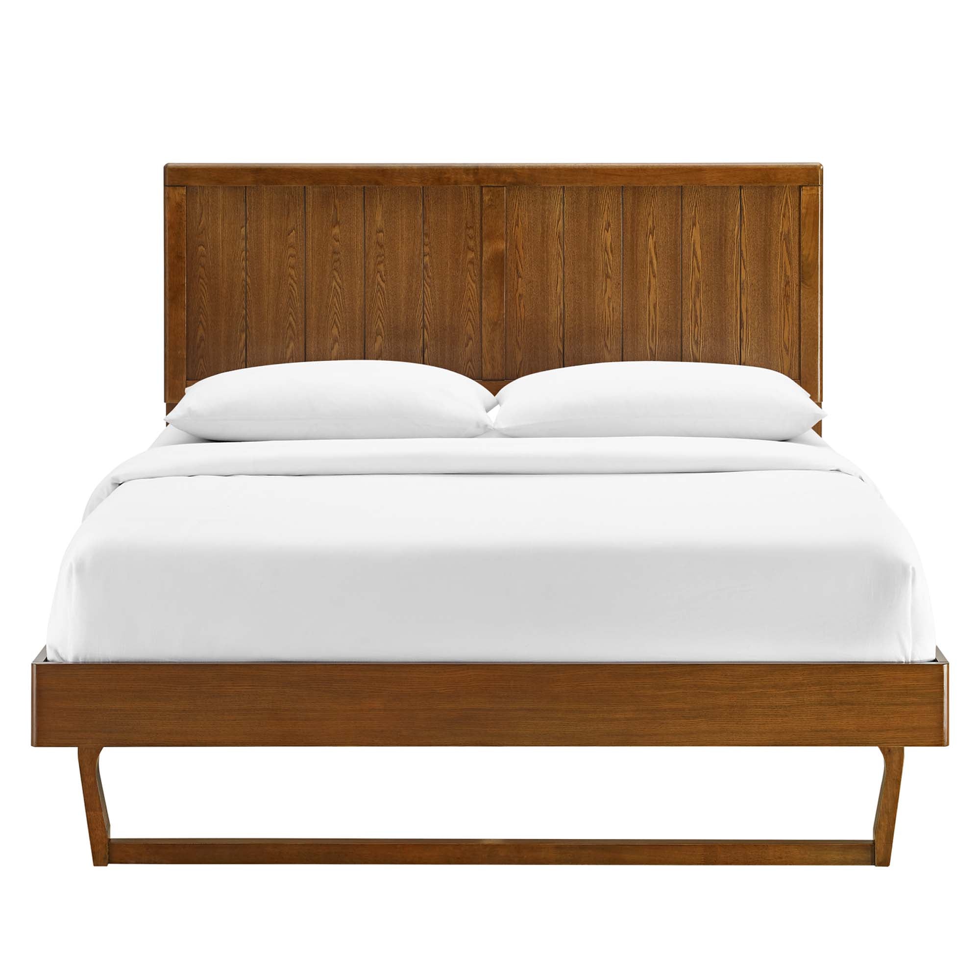 Alana Wood Full Platform Bed With Angular Frame - Walnut
