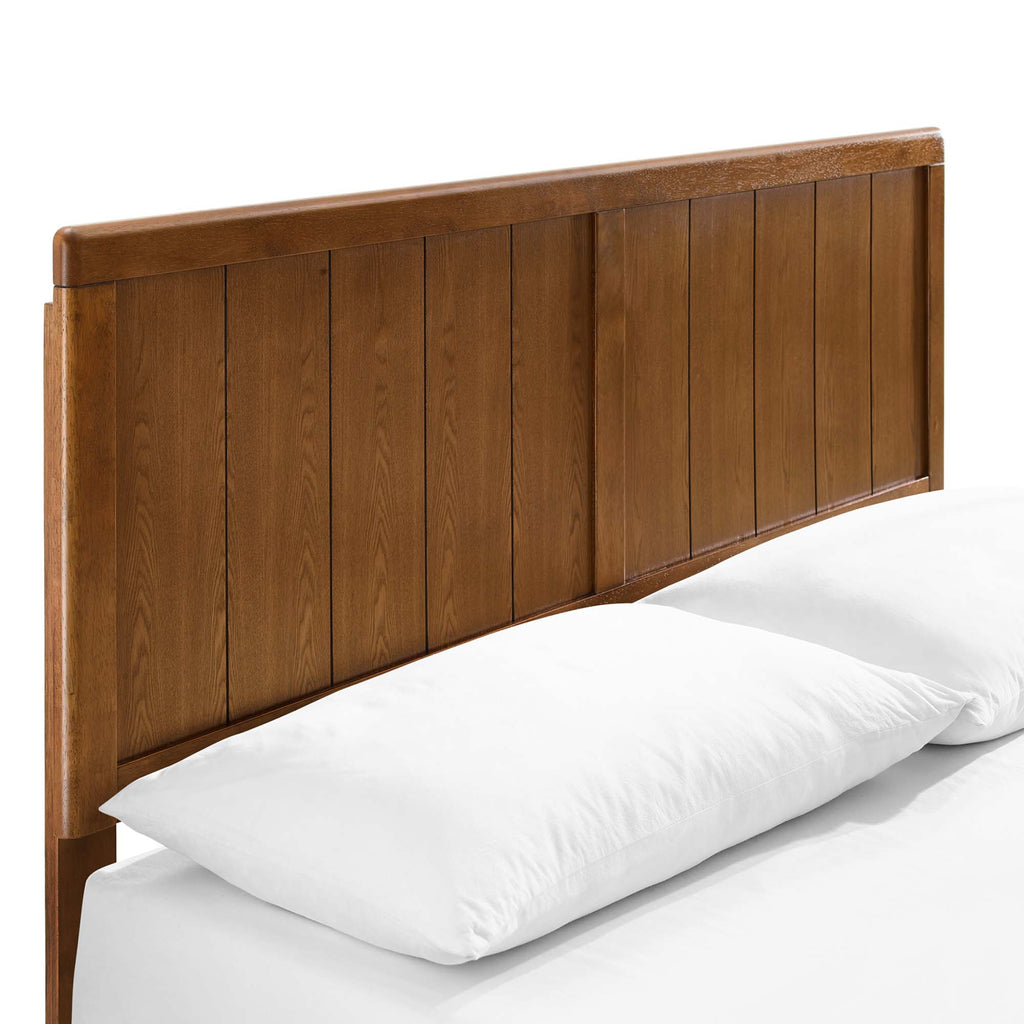 Alana Wood Full Platform Bed With Angular Frame - Walnut