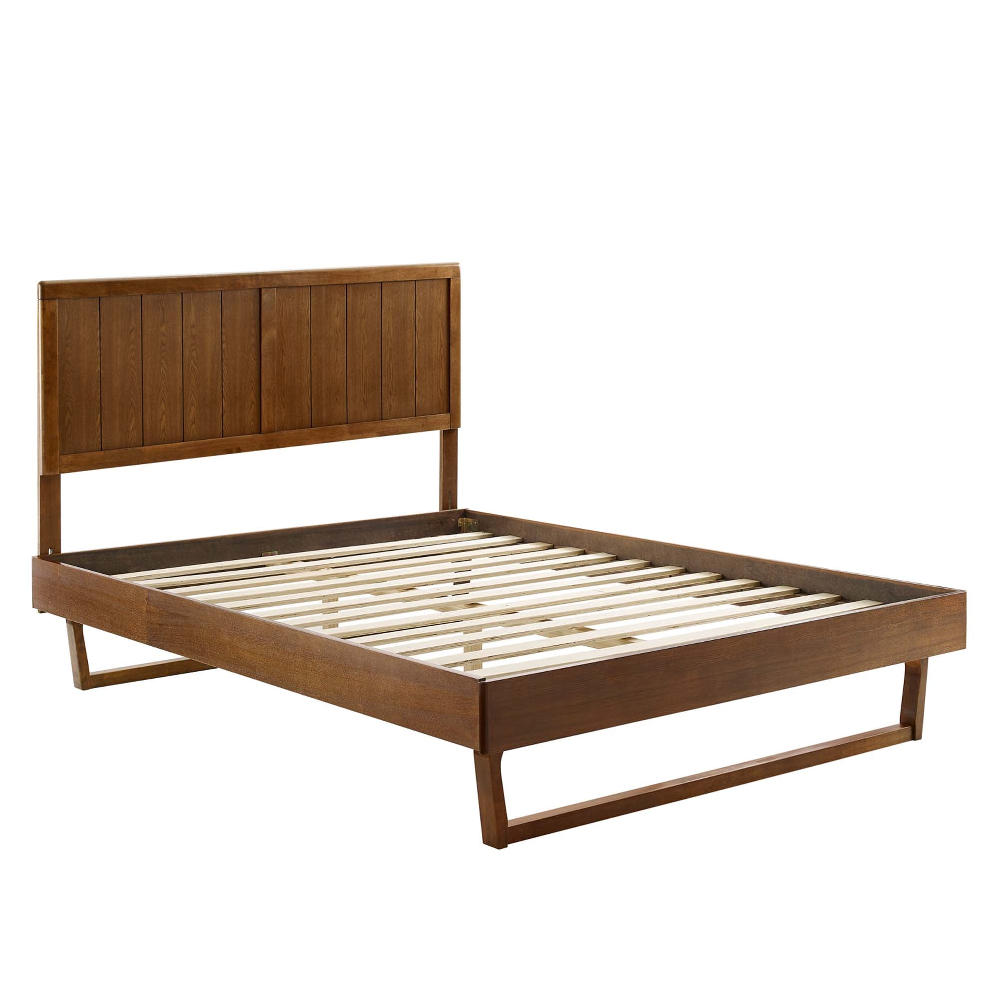 Alana Wood King Platform Bed With Angular Frame - Walnut