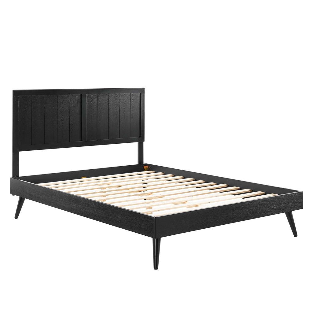 Alana Wood Full Platform Bed With Splayed Legs - Black