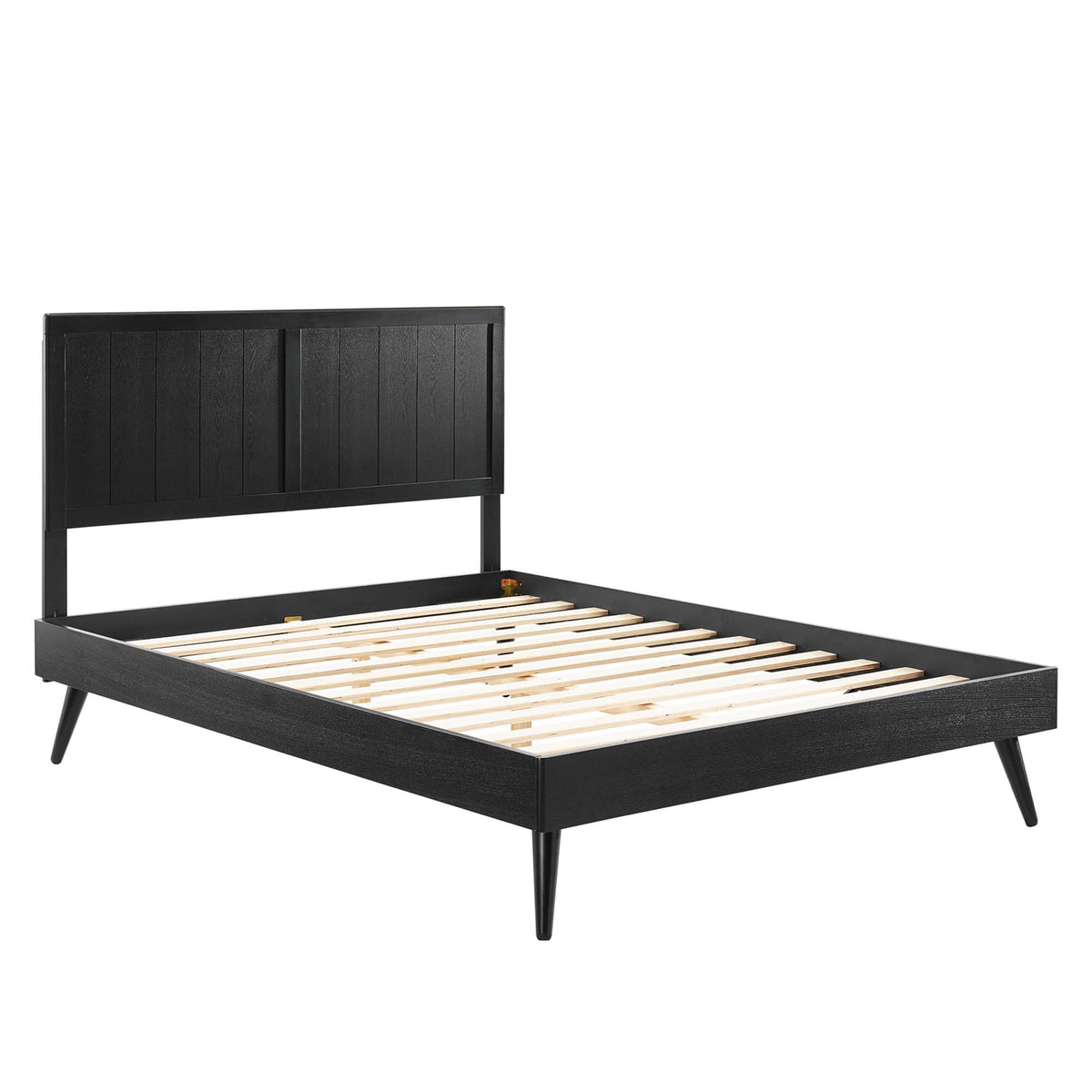 Alana Wood Full Platform Bed With Splayed Legs - Black