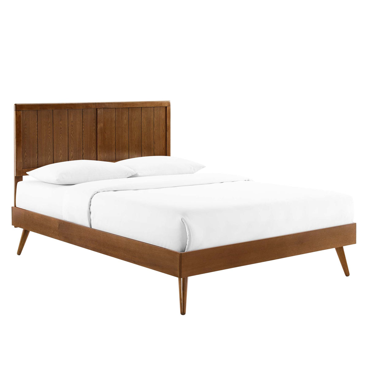 Alana Wood Full Platform Bed With Splayed Legs - Walnut