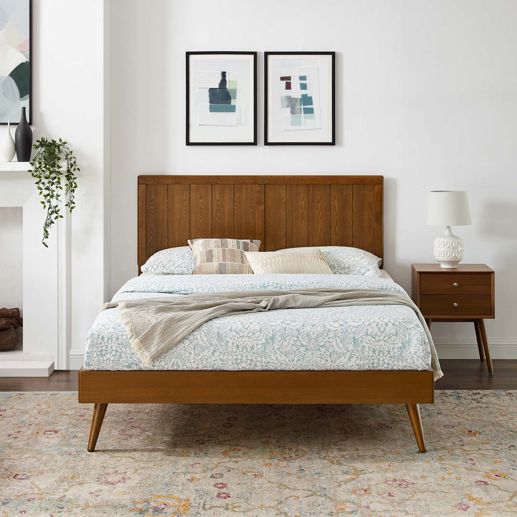 Alana Wood Full Platform Bed With Splayed Legs - Walnut