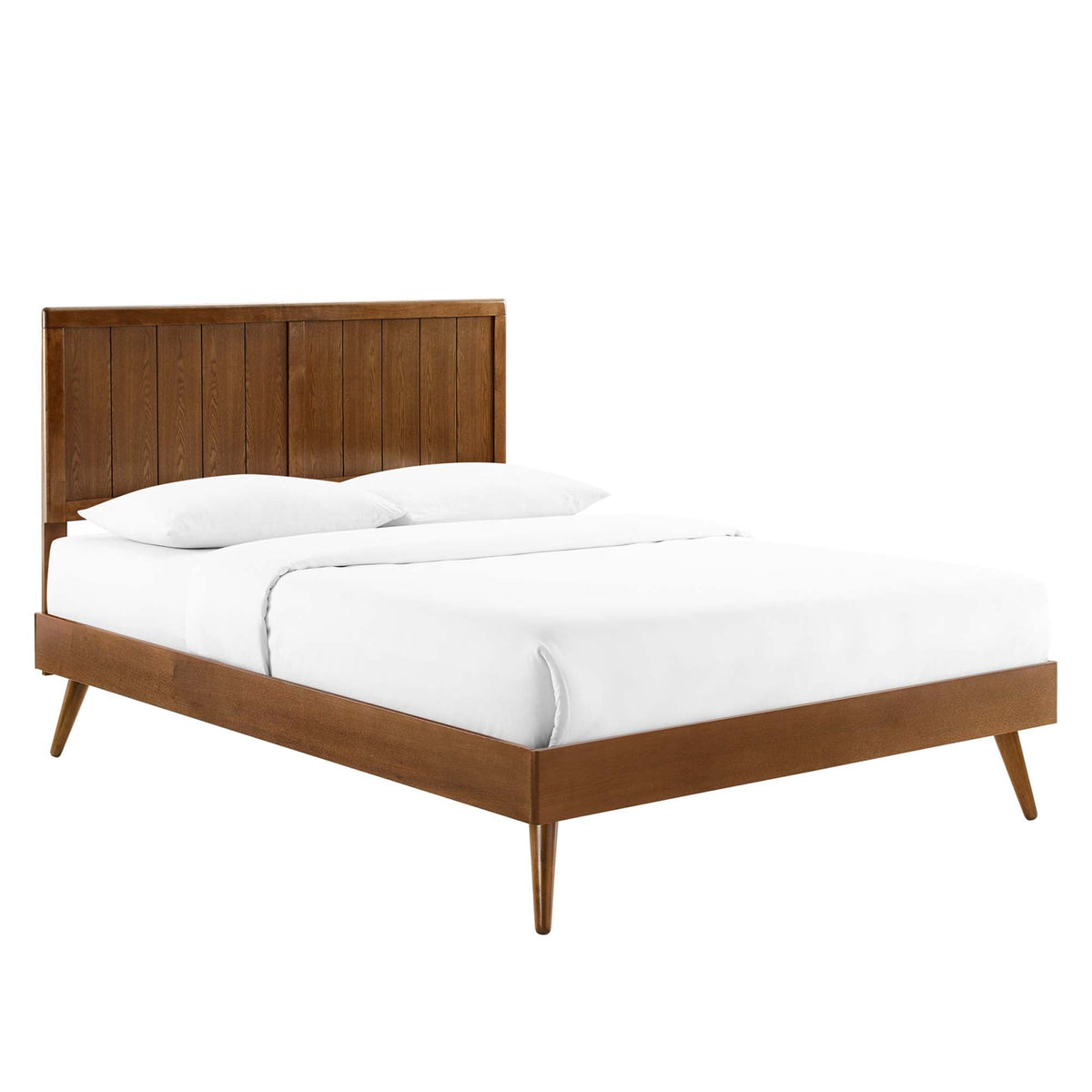 Alana Wood Platform Bed With Splayed Legs - Walnut — Walnut Full