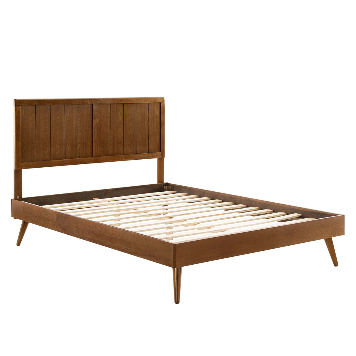 Alana Wood Full Platform Bed With Splayed Legs - Walnut