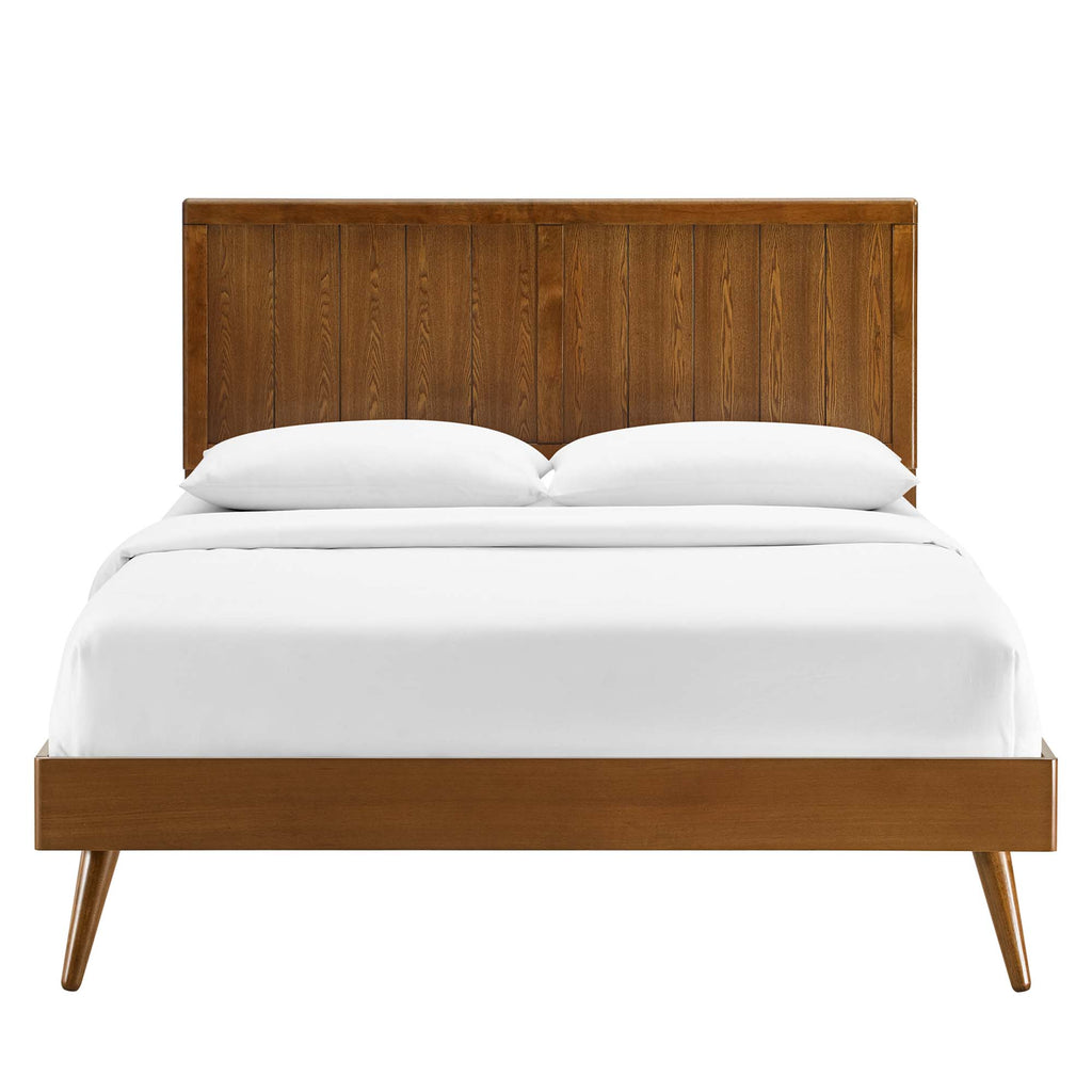 Alana Wood Full Platform Bed With Splayed Legs - Walnut