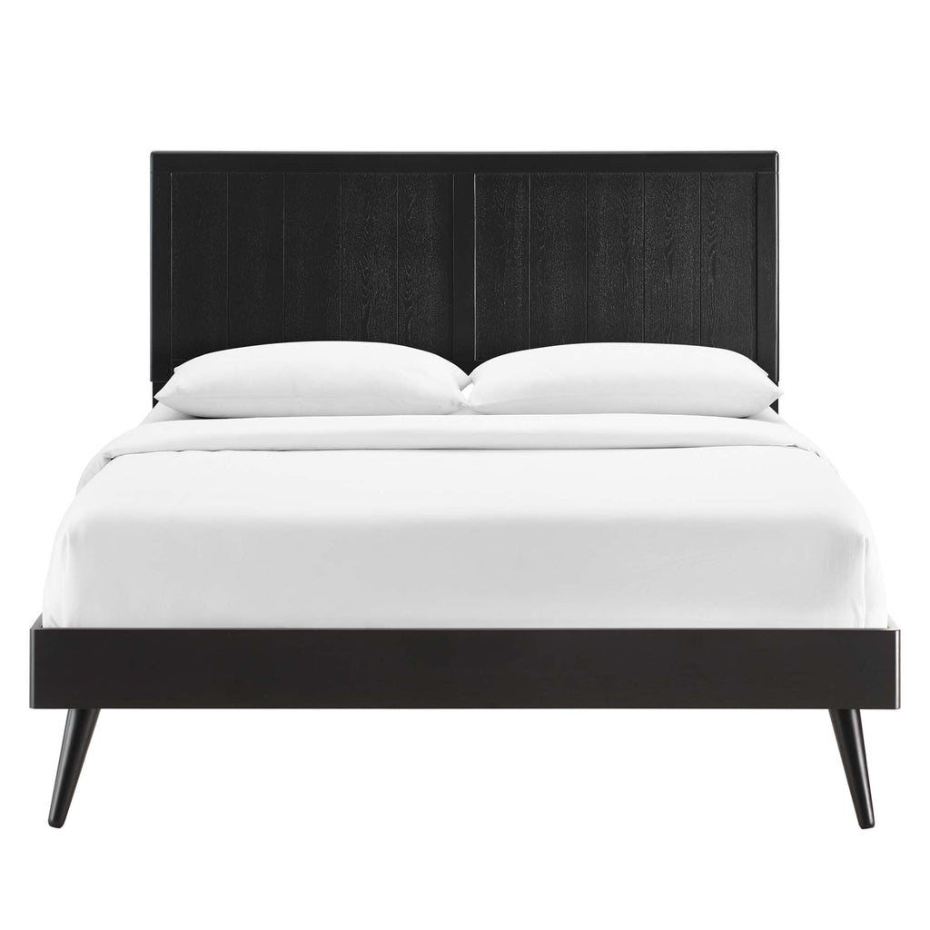 Alana Wood King Platform Bed With Splayed Legs - Black