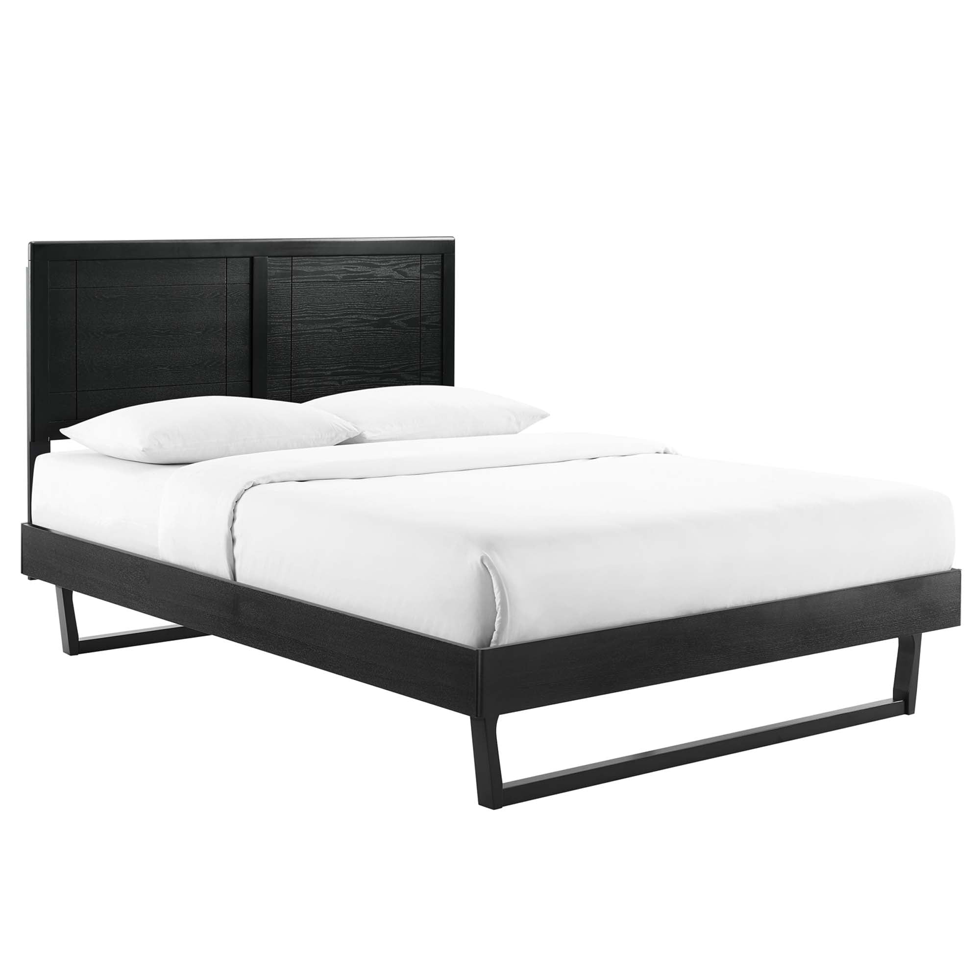 Marlee Wood Full Platform Bed With Angular Frame - Black