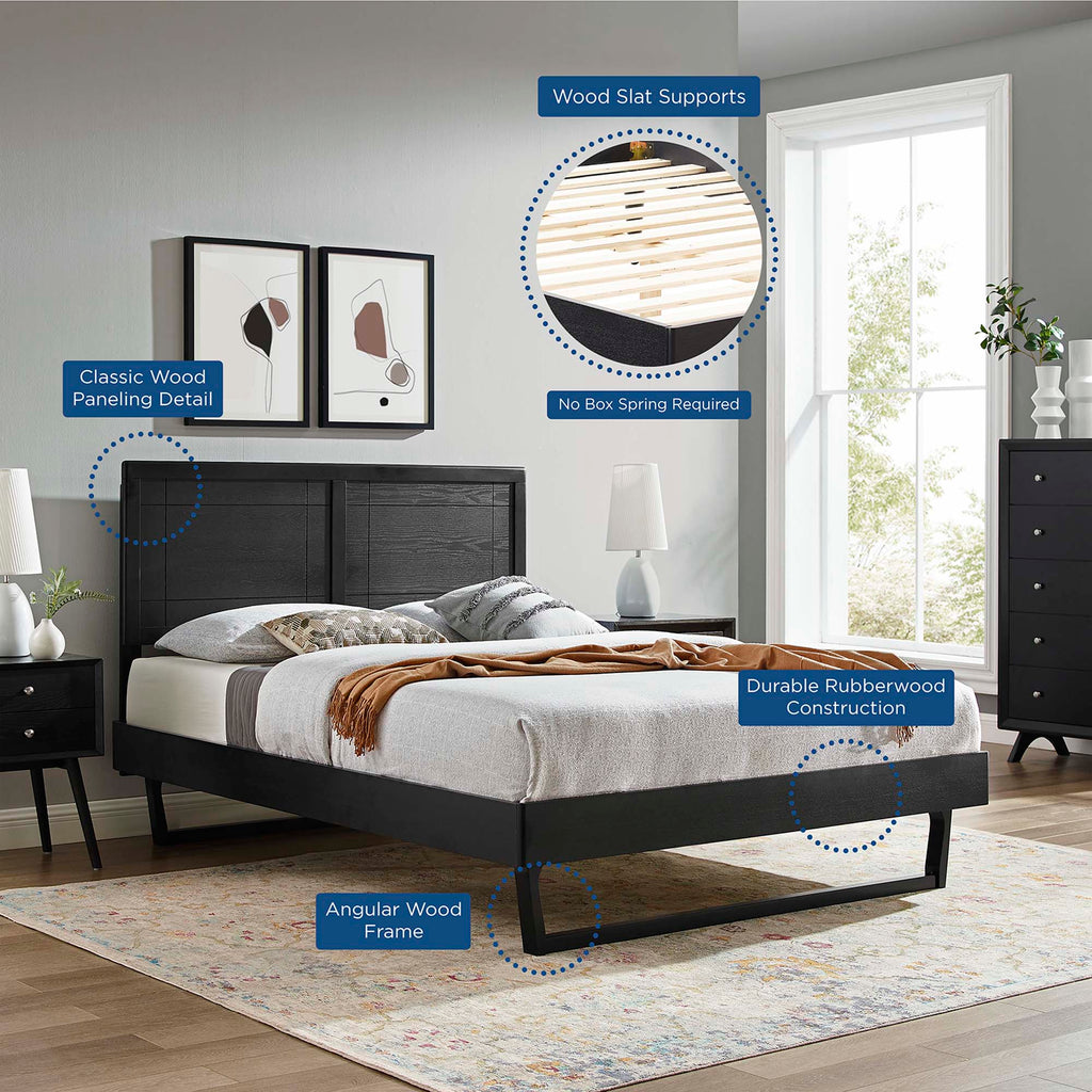 Marlee Wood Full Platform Bed With Angular Frame - Black