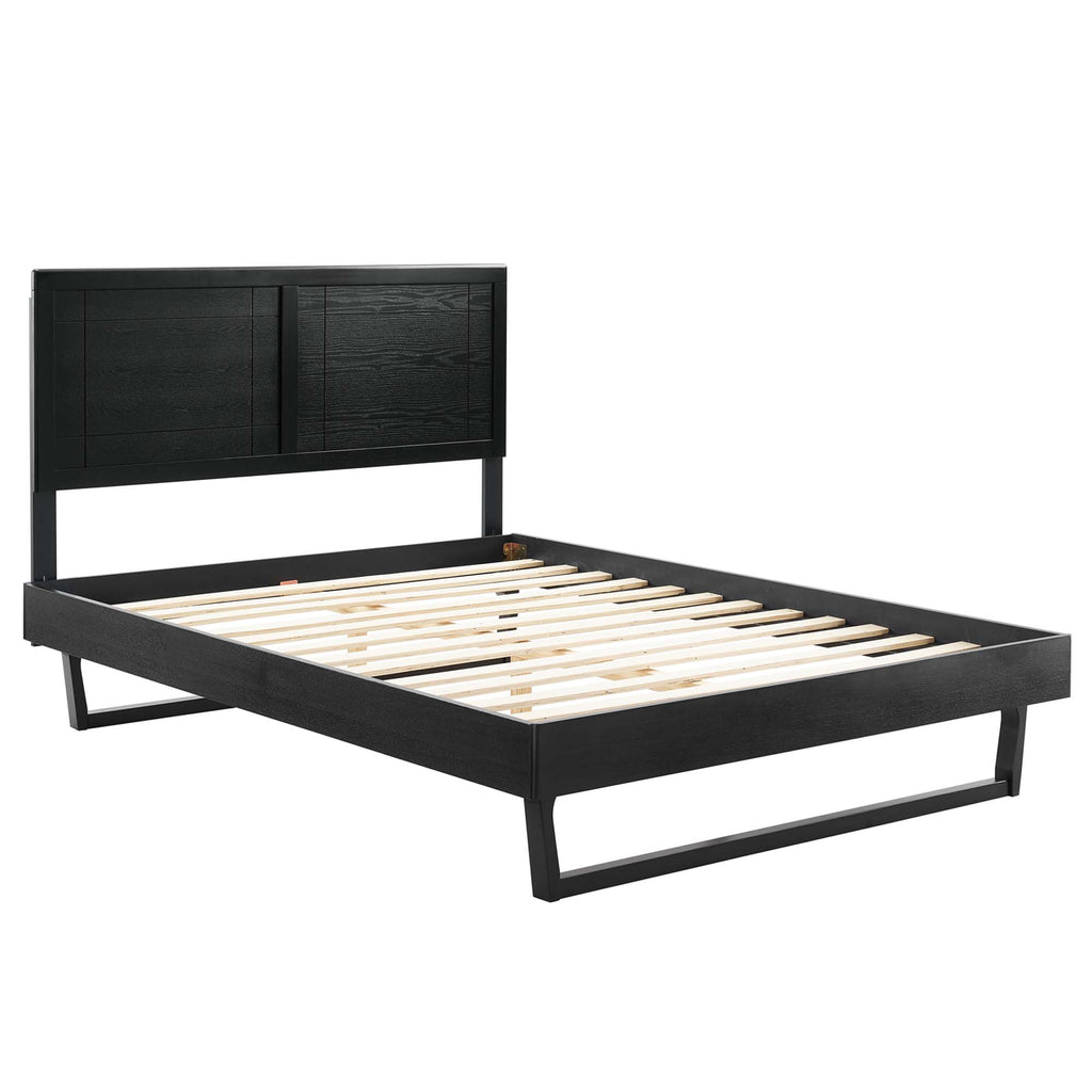 Marlee Wood Full Platform Bed With Angular Frame - Black