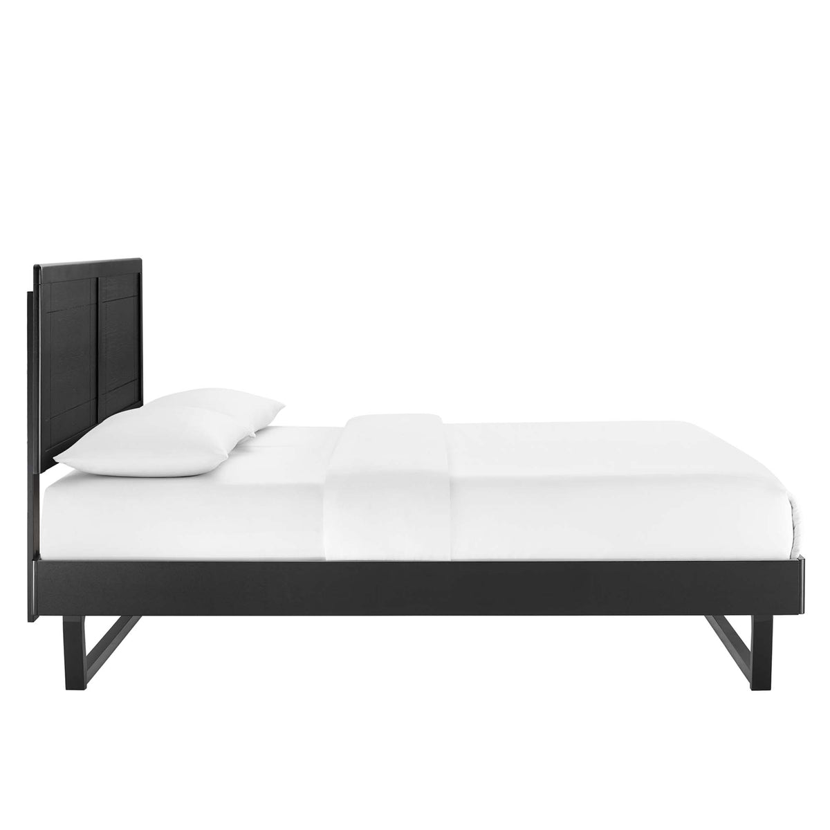 Marlee Wood Full Platform Bed With Angular Frame - Black