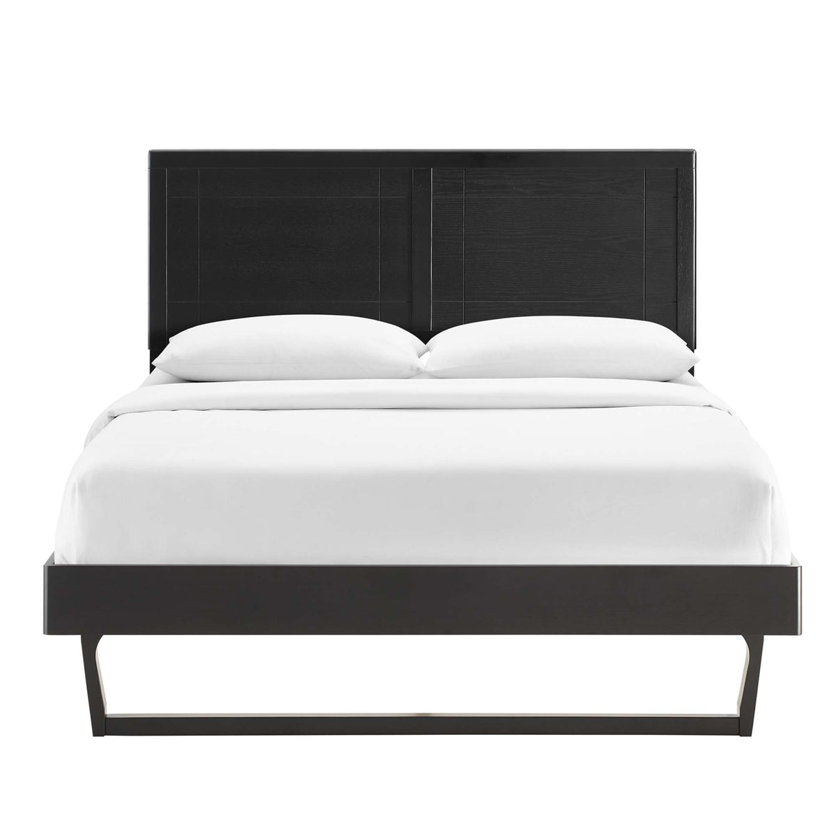 Marlee Wood Full Platform Bed With Angular Frame - Black