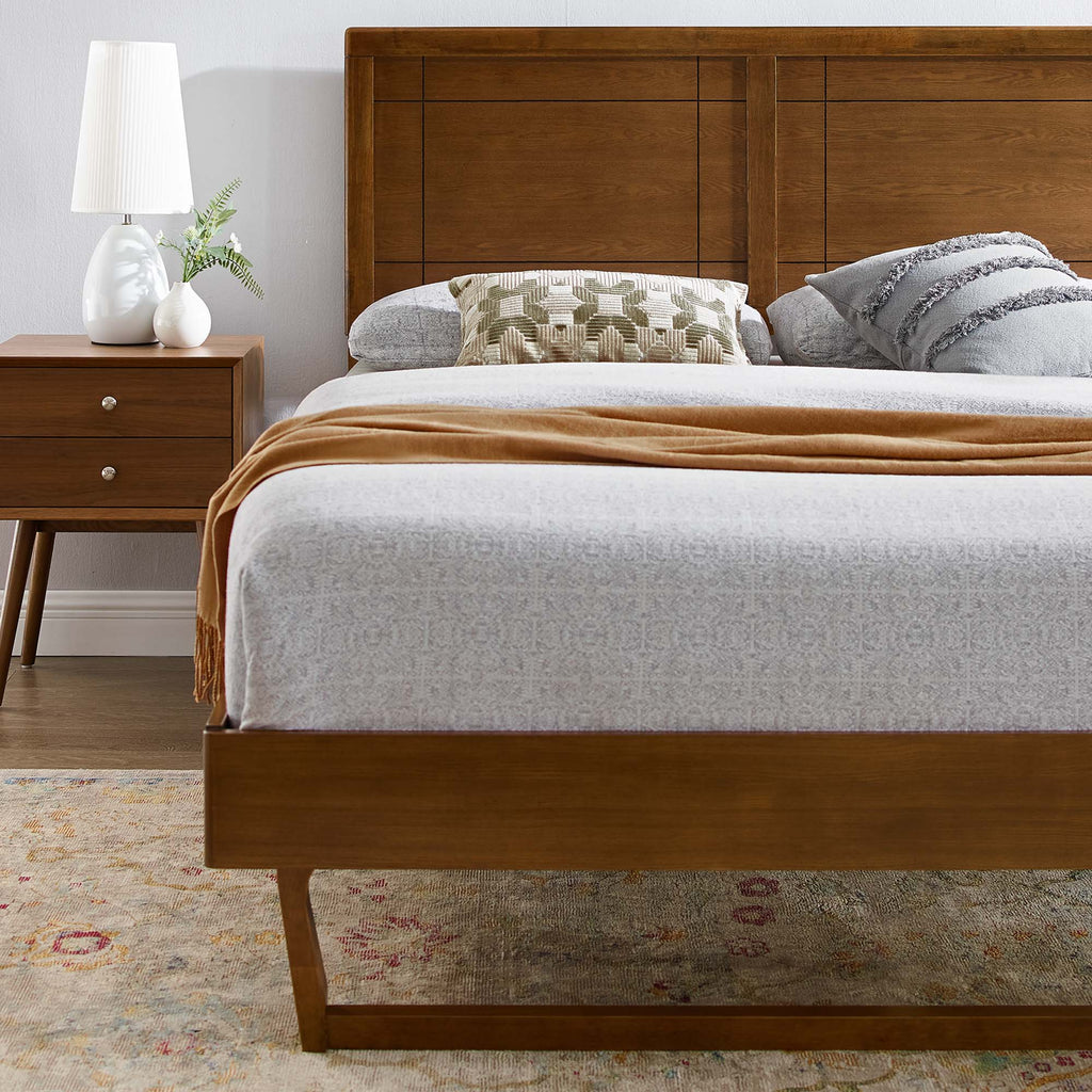 Marlee Wood Full Platform Bed With Angular Frame - Walnut