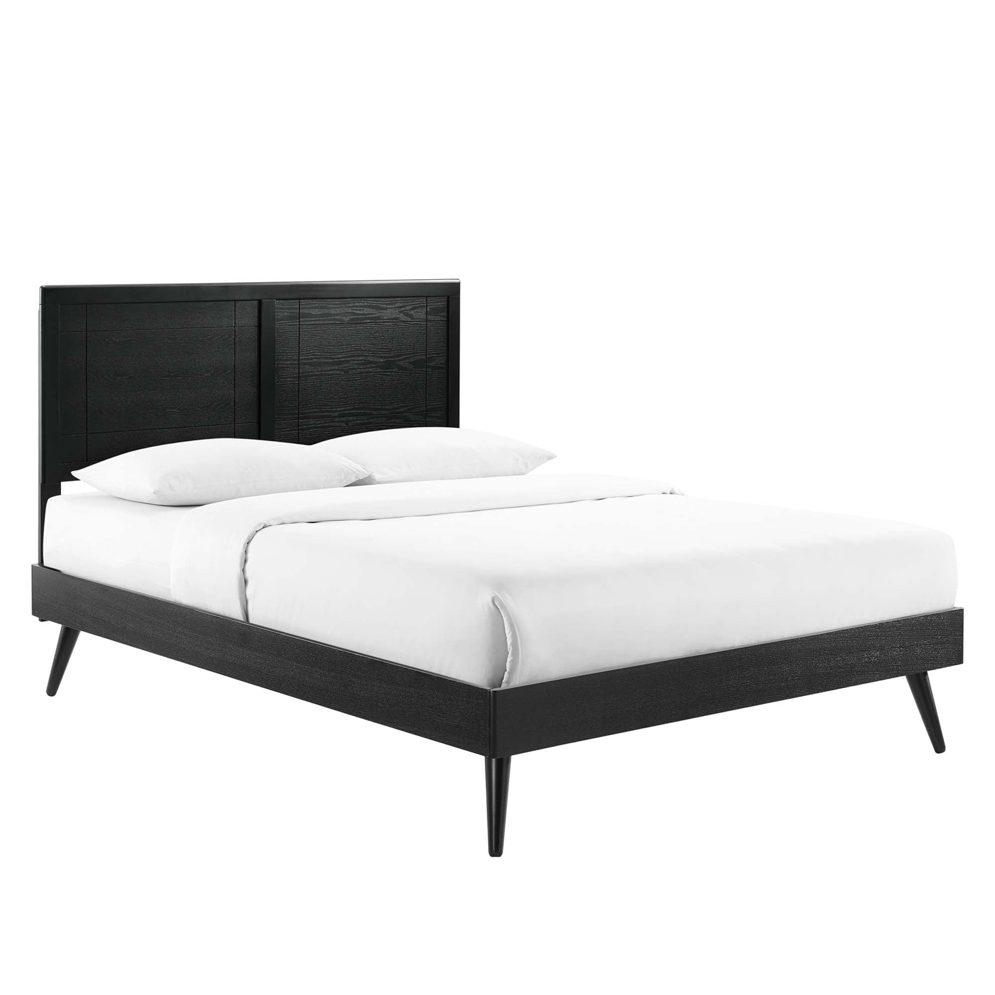 Marlee Wood Full Platform Bed With Splayed Legs - Black