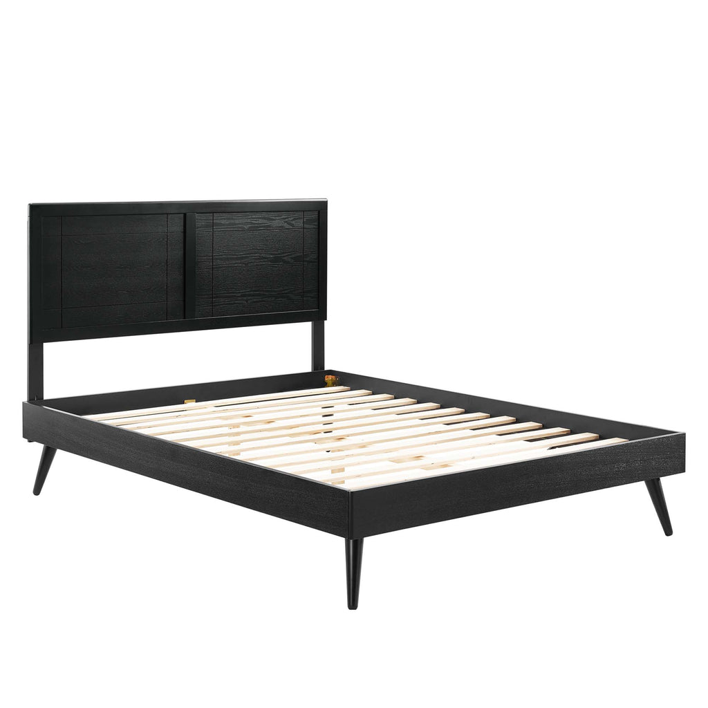 Marlee Wood Full Platform Bed With Splayed Legs - Black