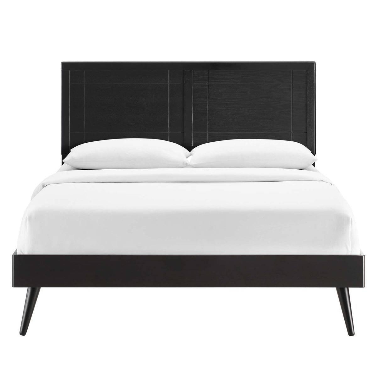 Marlee Wood Full Platform Bed With Splayed Legs - Black