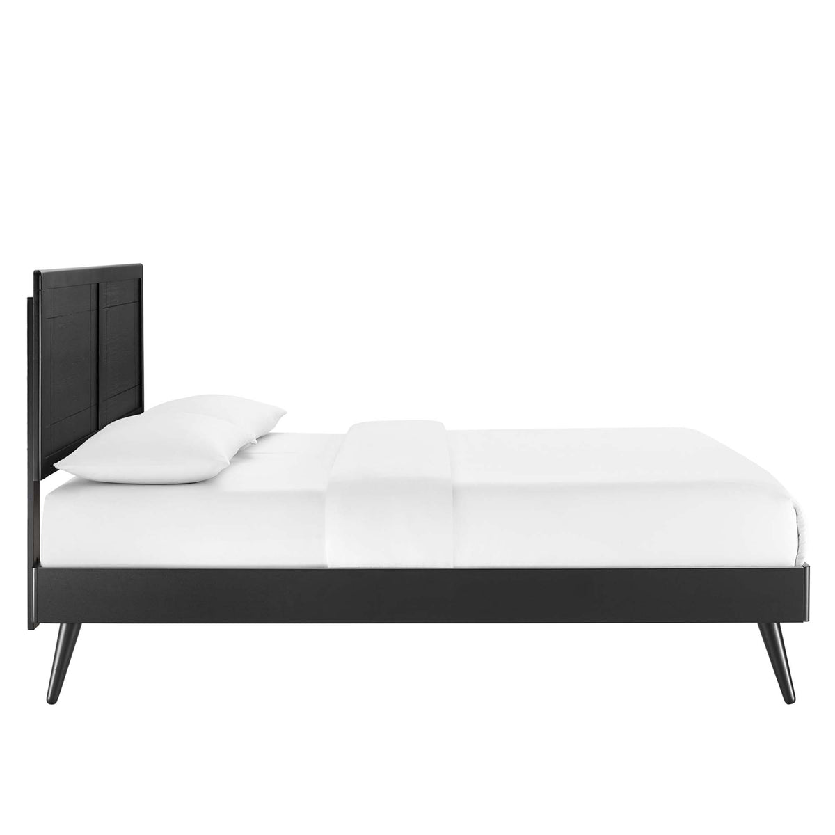 Marlee Wood King Platform Bed With Splayed Legs - Black