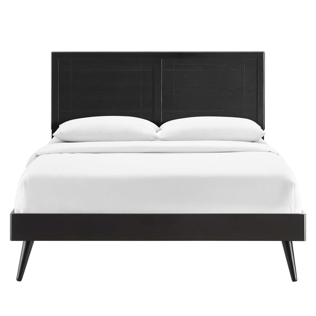 Marlee Wood King Platform Bed With Splayed Legs - Black
