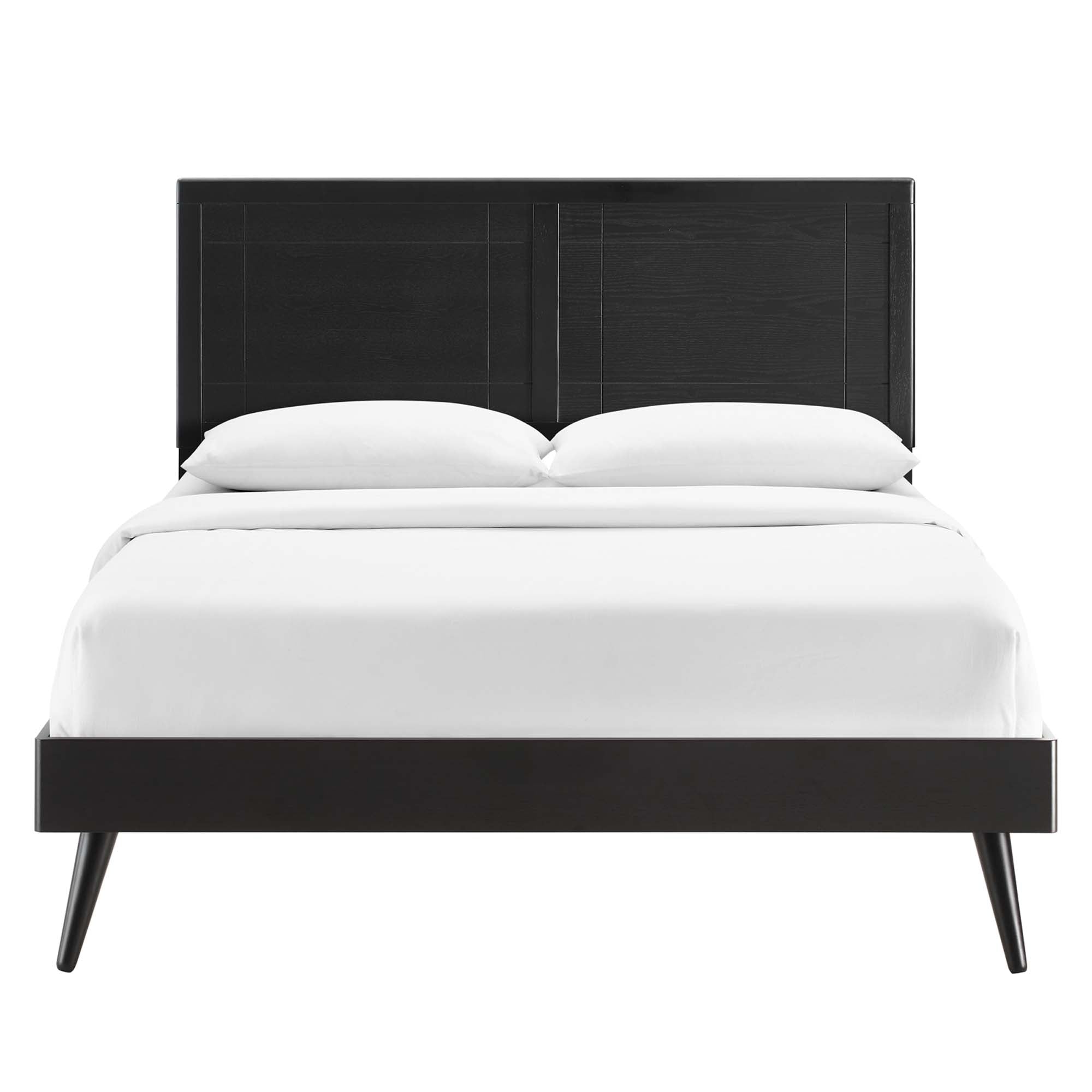 Marlee Wood King Platform Bed With Splayed Legs - Black