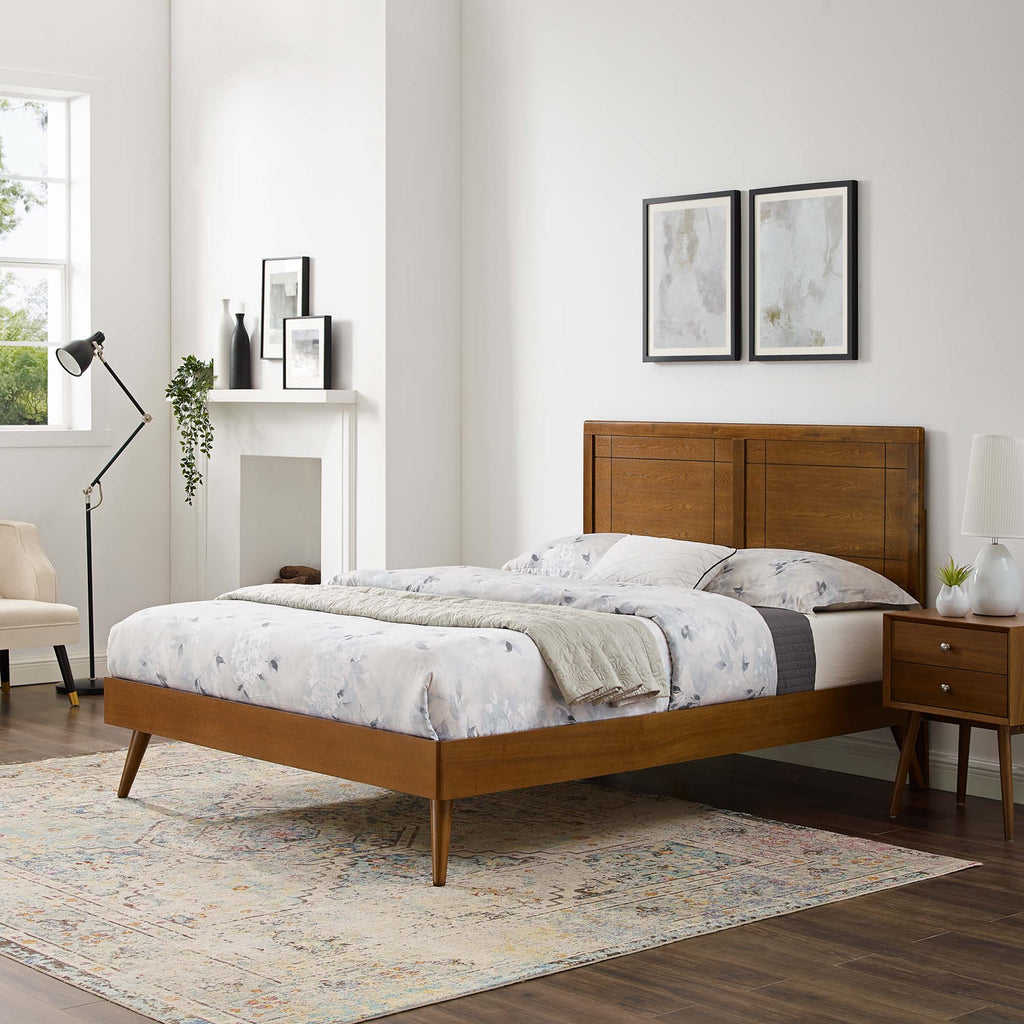 Marlee Wood King Platform Bed With Splayed Legs - Walnut