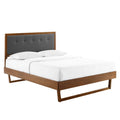 Willow Wood Full Platform Bed With Angular Frame - Walnut Charcoal