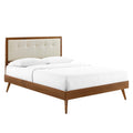 Willow Wood Full Platform Bed With Splayed Legs - Walnut Beige