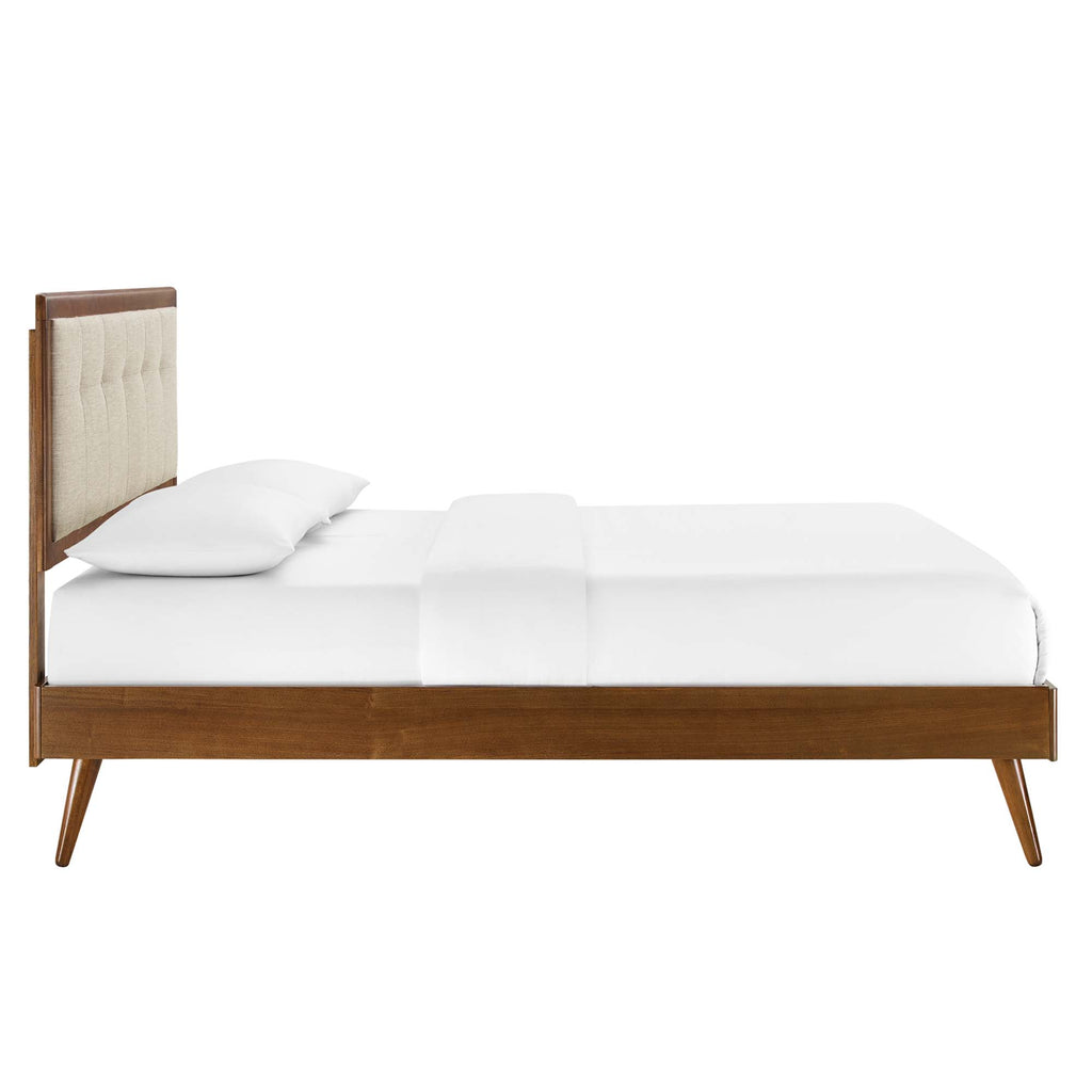Willow Wood Full Platform Bed With Splayed Legs - Walnut Beige