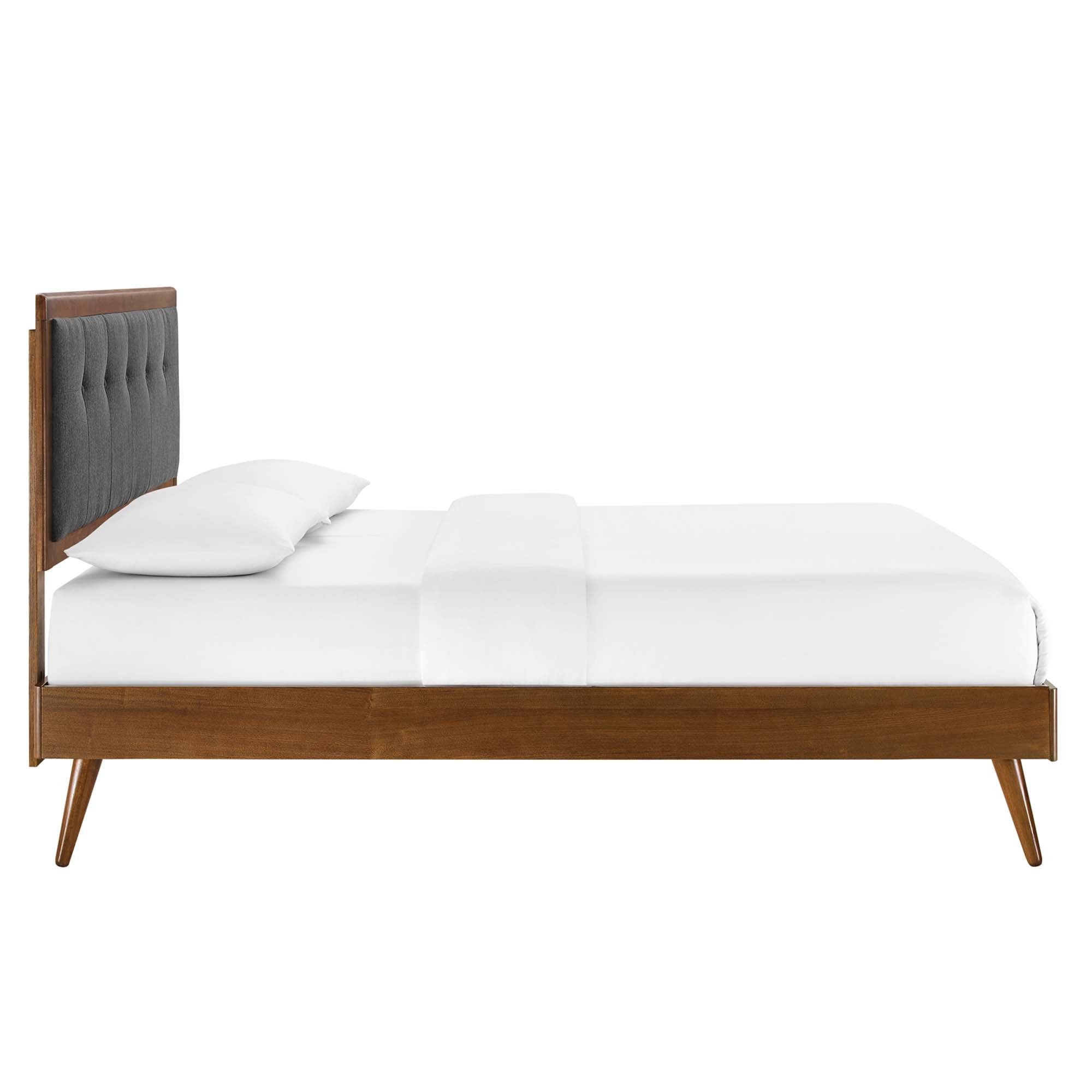 Willow Wood Full Platform Bed With Splayed Legs - Walnut Charcoal