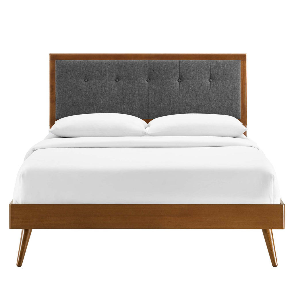 Willow Wood Full Platform Bed With Splayed Legs - Walnut Charcoal