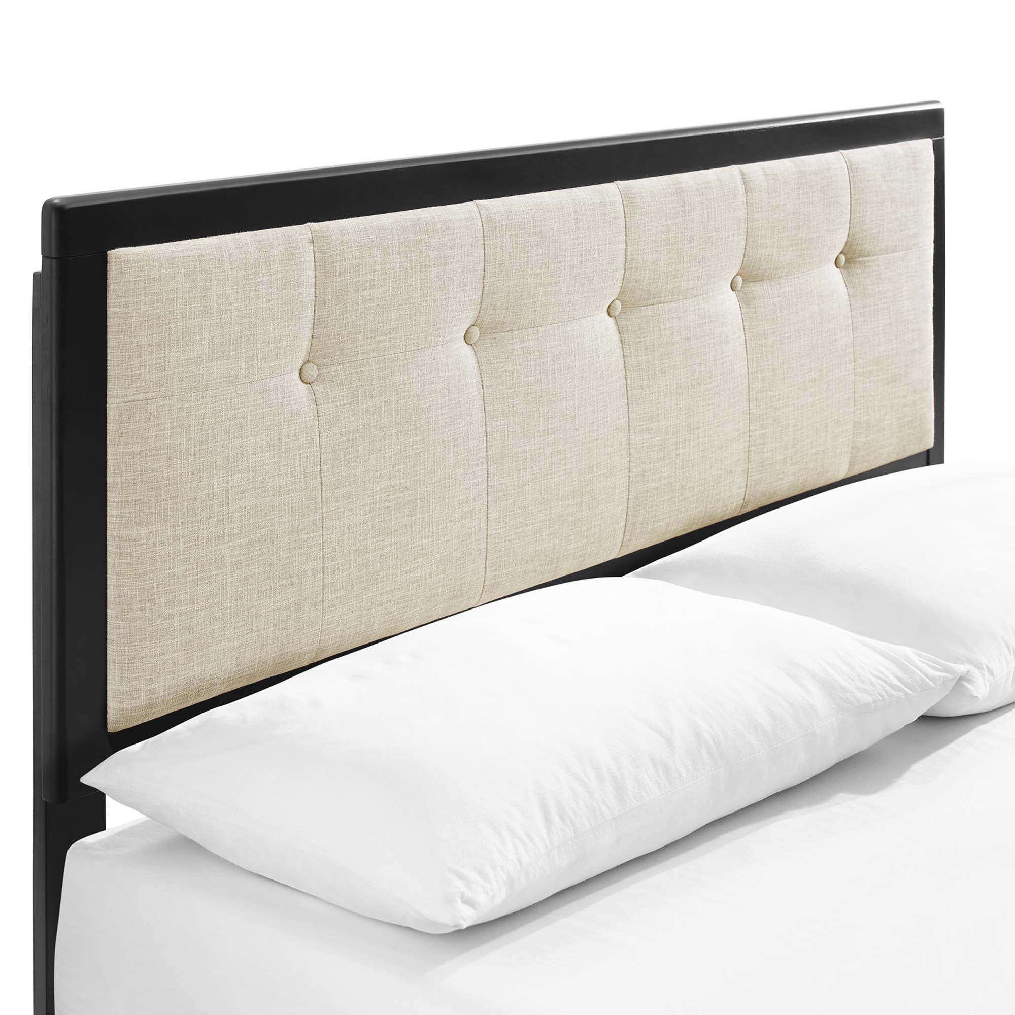 Willow Wood King Platform Bed With Splayed Legs - Black Beige