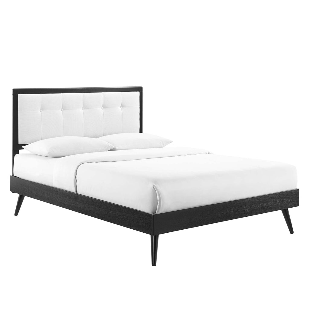 Willow Wood King Platform Bed With Splayed Legs - Black White