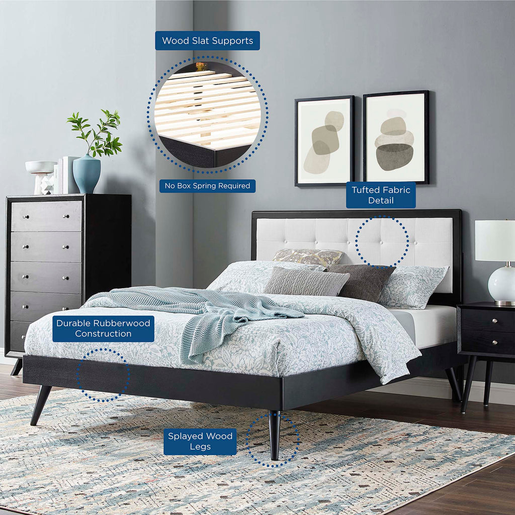 Willow Wood King Platform Bed With Splayed Legs - Black White