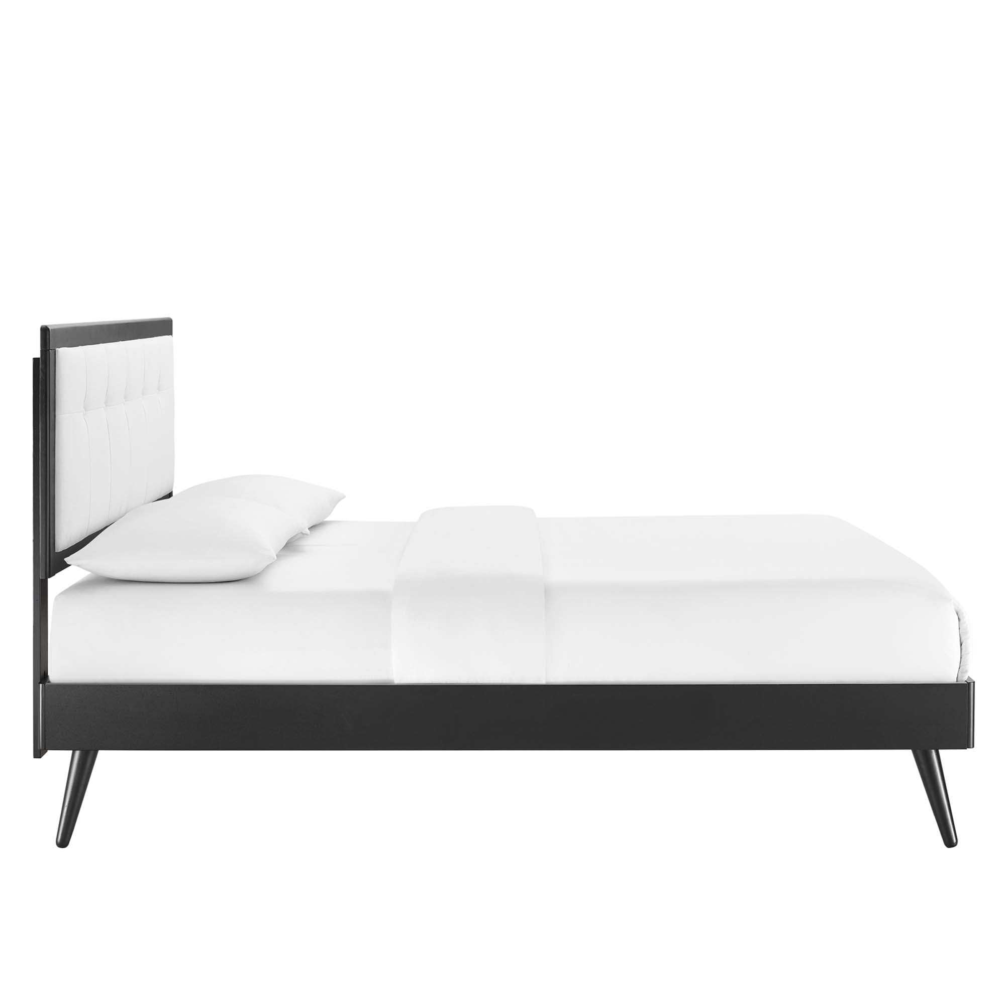 Willow Wood King Platform Bed With Splayed Legs - Black White